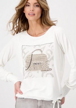 Monari Rundhalsshirt mit glitzerndem Taschen Print