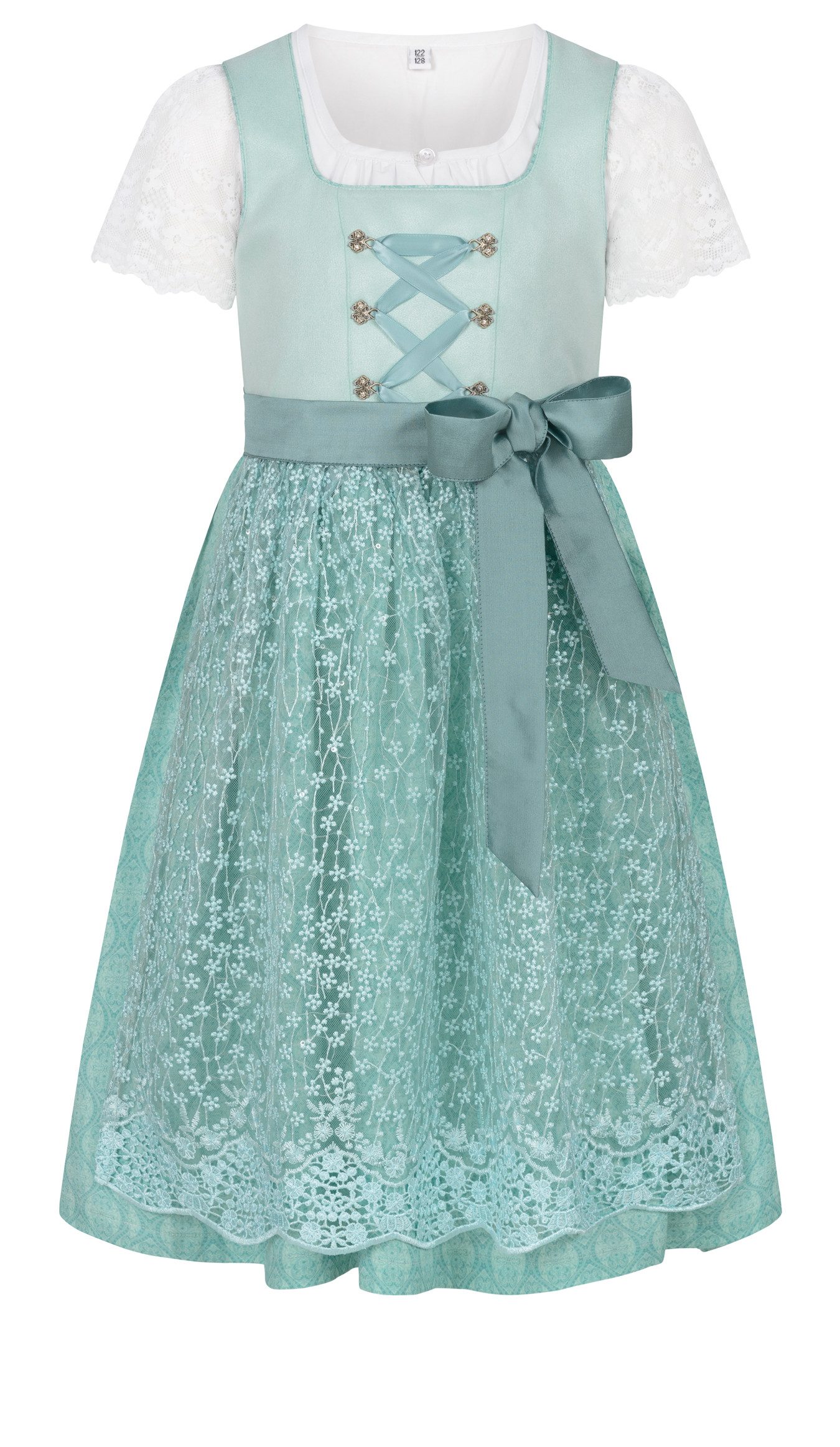 Nübler Dirndl Kinderdirndl Gundi in Aqua von Nübler - Rocklänge knielang