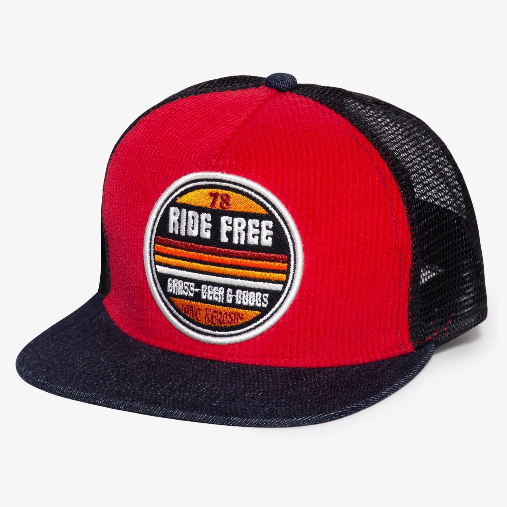KingKerosin Snapback Cap Ride Free mit Cord-Front
