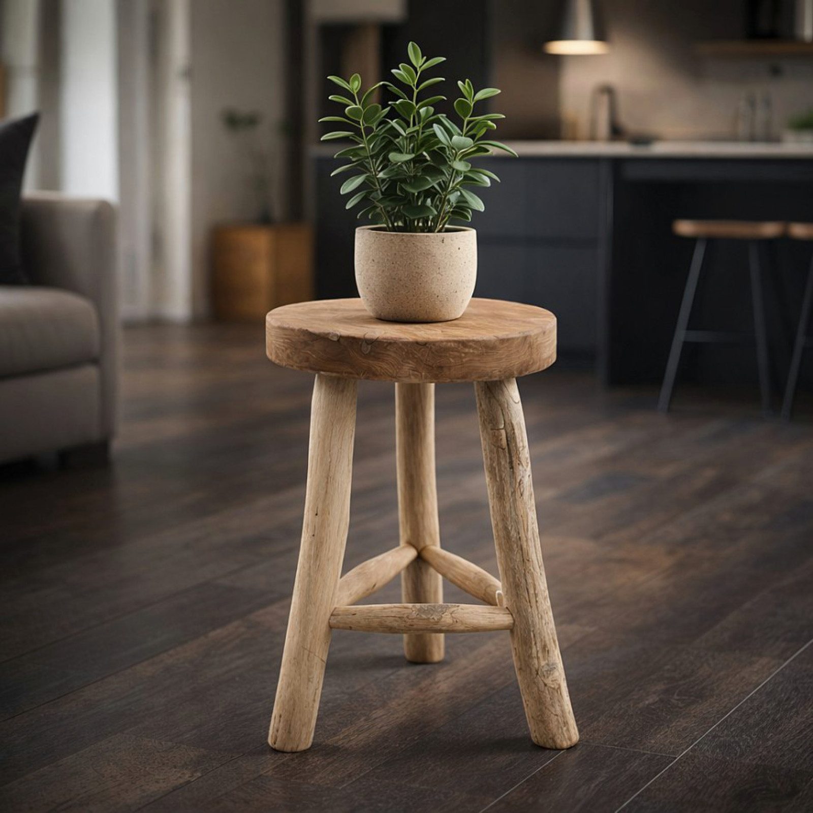 Van der Leeden Blumenhocker Teakholz Ø 30 cm Handmade Naturprodukt Unikat (1 St), Jeder Hocker anders,	Nicht perfekt, bis 70 Kg belastbar, Schemel