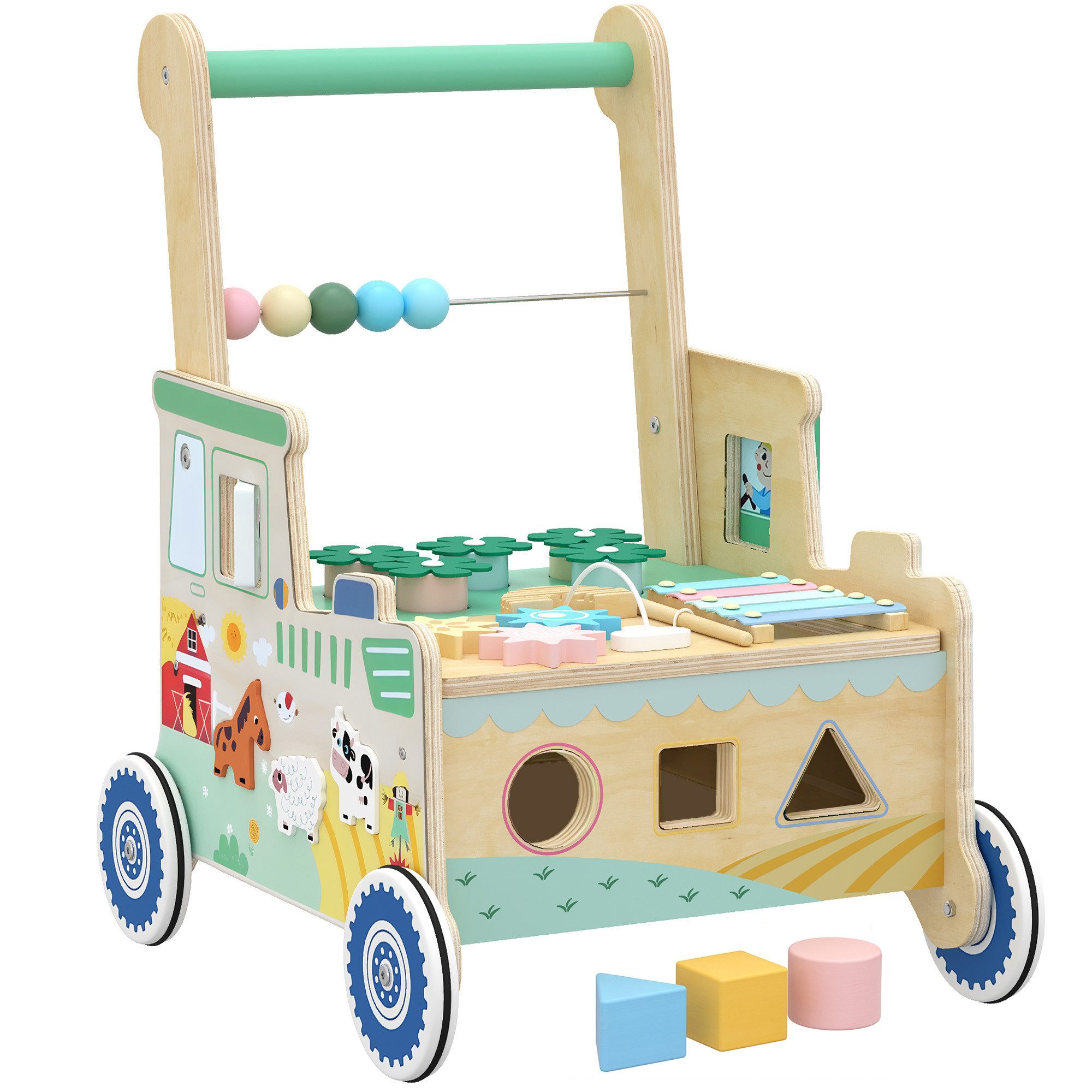 AIYAPLAY Lauflernwagen Lauflernhilfe mit Rädern, (Set, 1-tlg., Baby Lauflernwagen), Montessori Aktivitätszentrum mit Stauraum