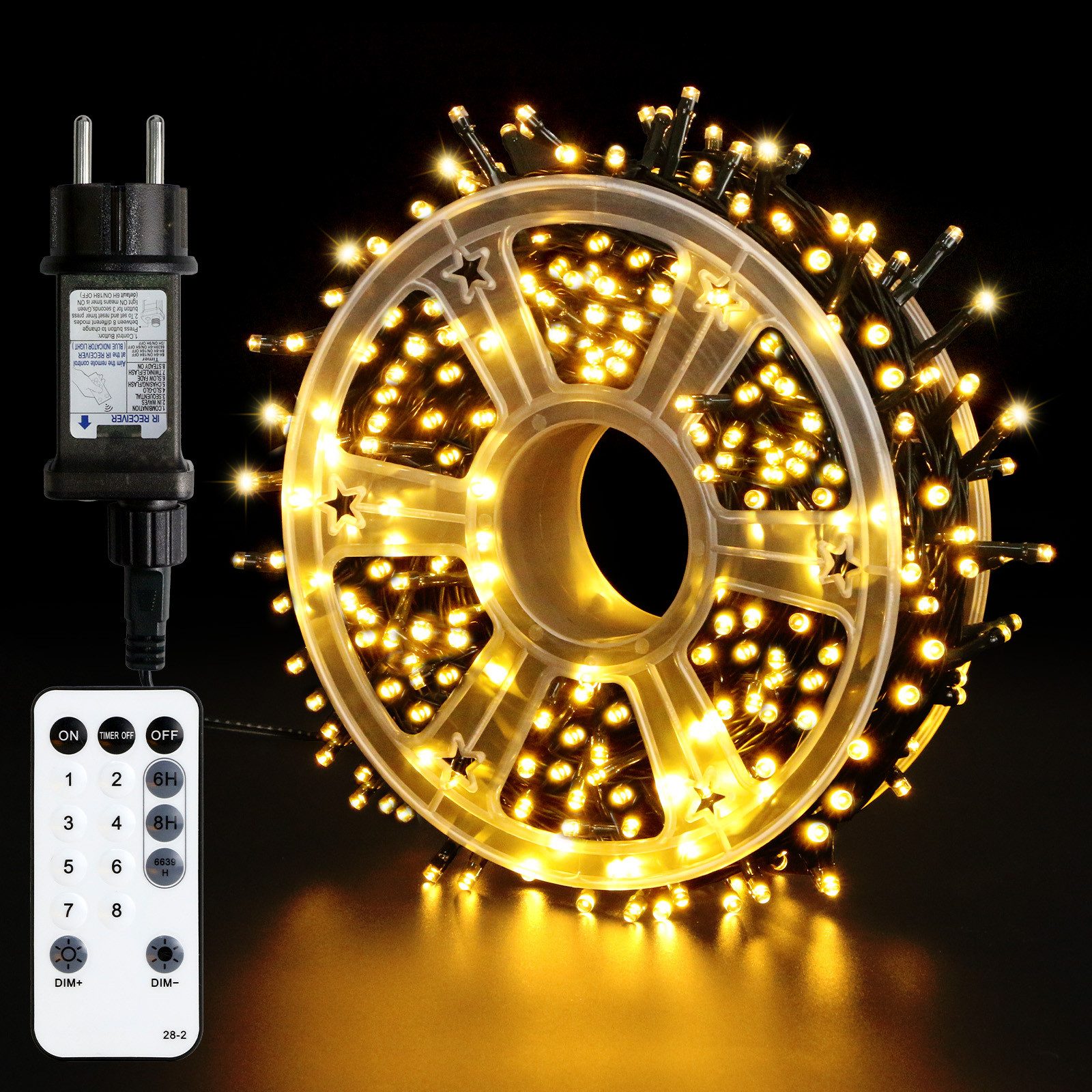 kisidus LED-Lichterkette LED-Lichterkette mit Fernbedienung, 30M-300 LEDs, 8 Modi, Timer & Memory für Weihnachtsdeko Innen & Außen