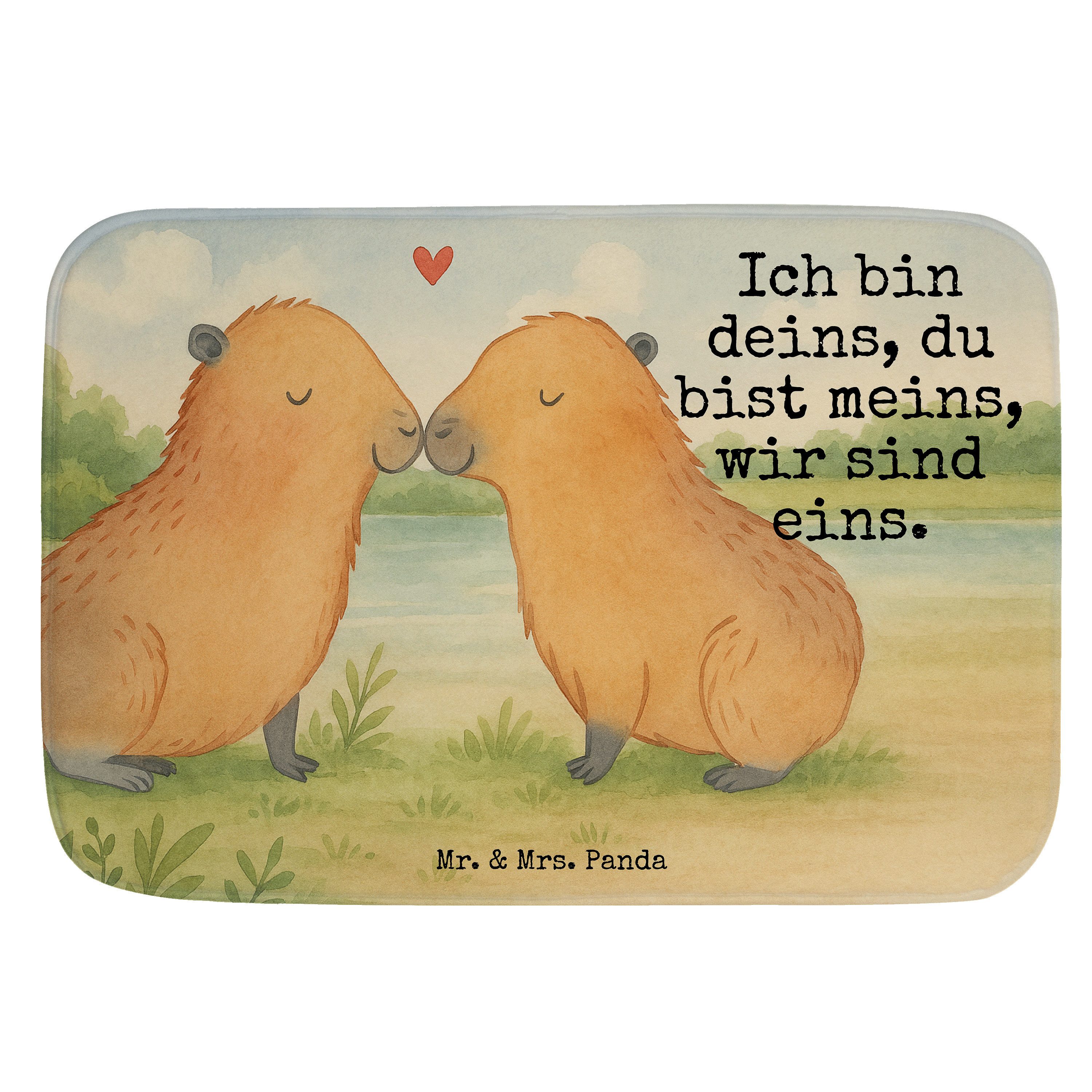 Badematte Capybara Liebe Design, Badteppich, Weiß, Badvorleger, Duschvorleger