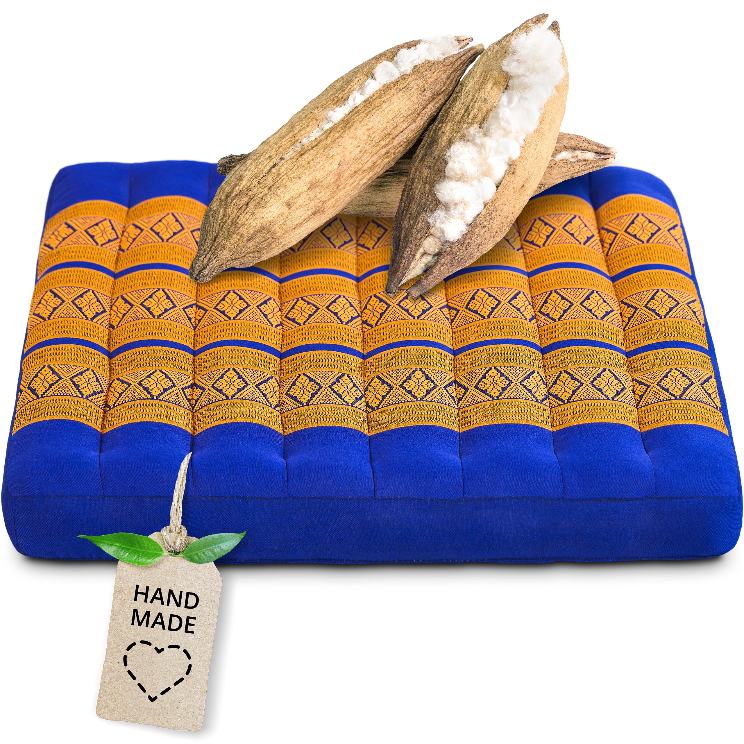 livasia Sitzkissen Sitzkissen 50 cm, vegan und handgefertigt, 50x50x6cm, Kapok