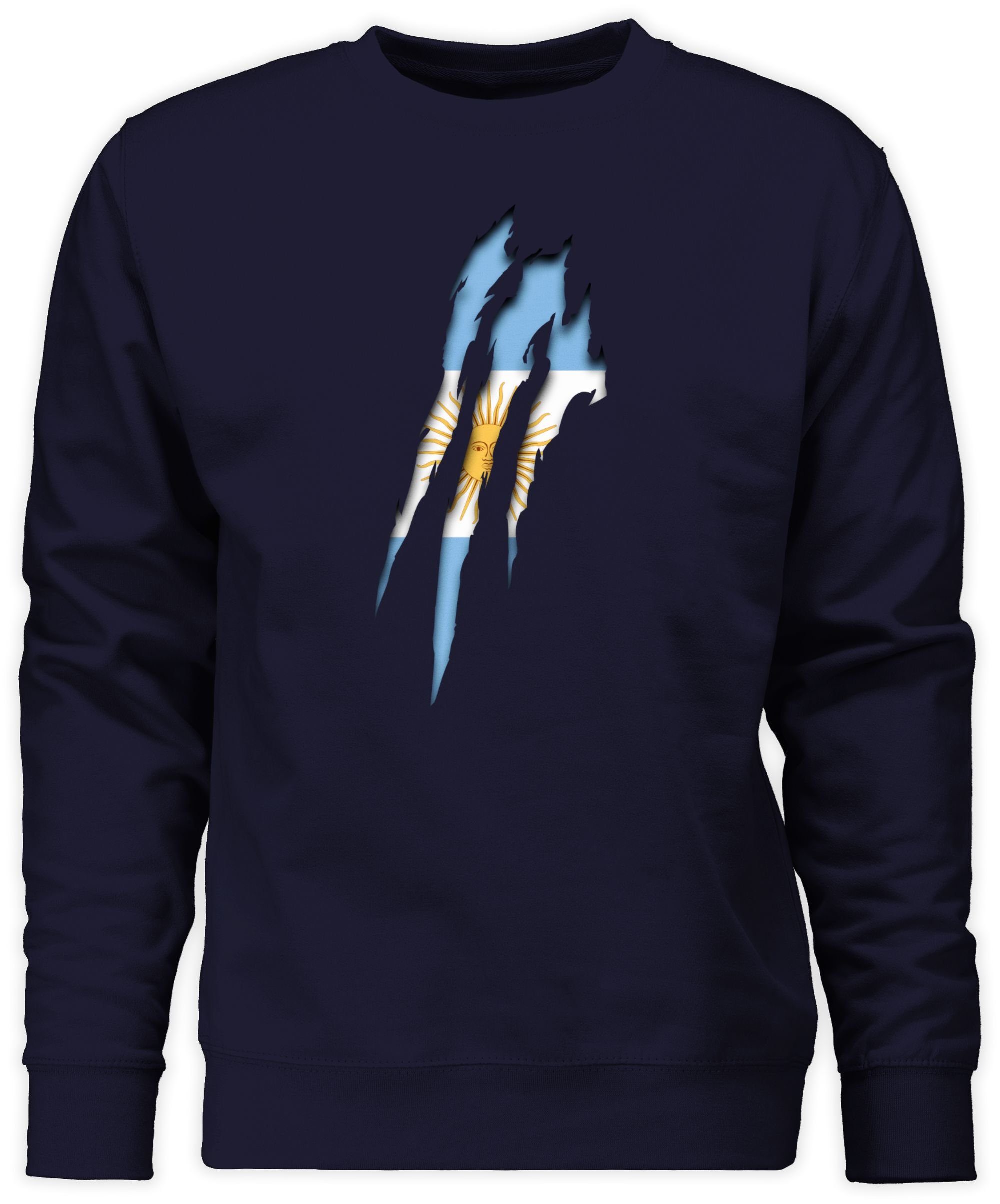Dunkelblau Krallenspuren Fussball Argentinien 2024 3 Shirtracer Sweatshirt EM (1-tlg)