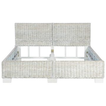 vidaXL Bettgestell Bettgestell Grau Natur Rattan 140 x 200 cm Bett Bettrahmen Bettgestell