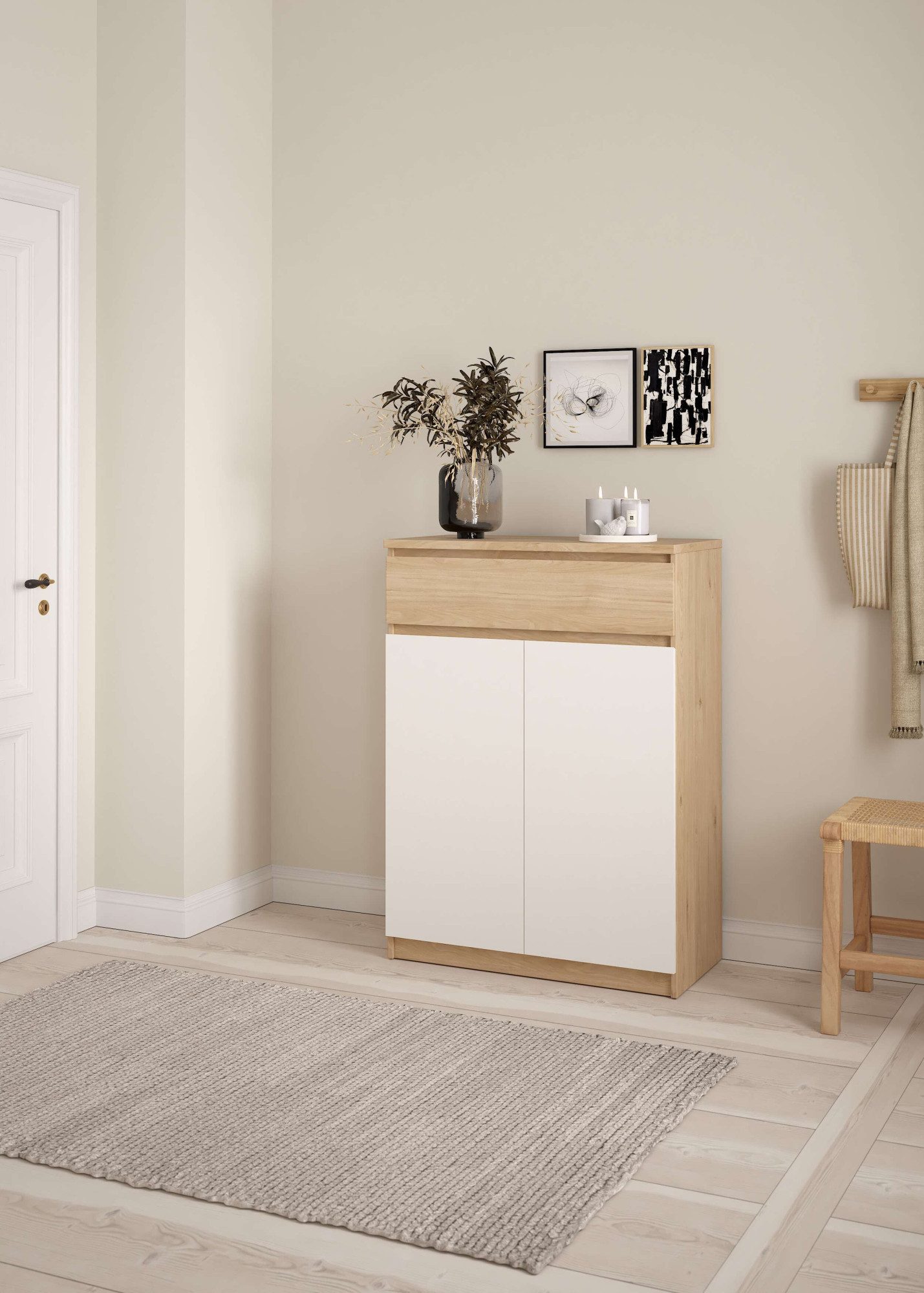 INOSIGN Schuhschrank Naia Schuhaufbewahrung, Schuhkommode, Schuhregal, Garderobenschrank, mit 2 Türen und 4 Einlegeböden, 1 Schublade, Breite 80 cm