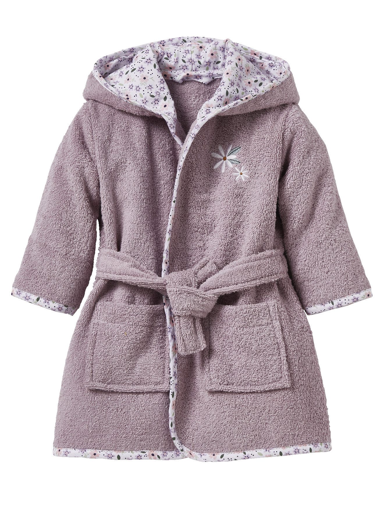 vertbaudet Bademantel Mädchen Baby Bademantel BLUMENZAUBER, Frottee, Blumenprint