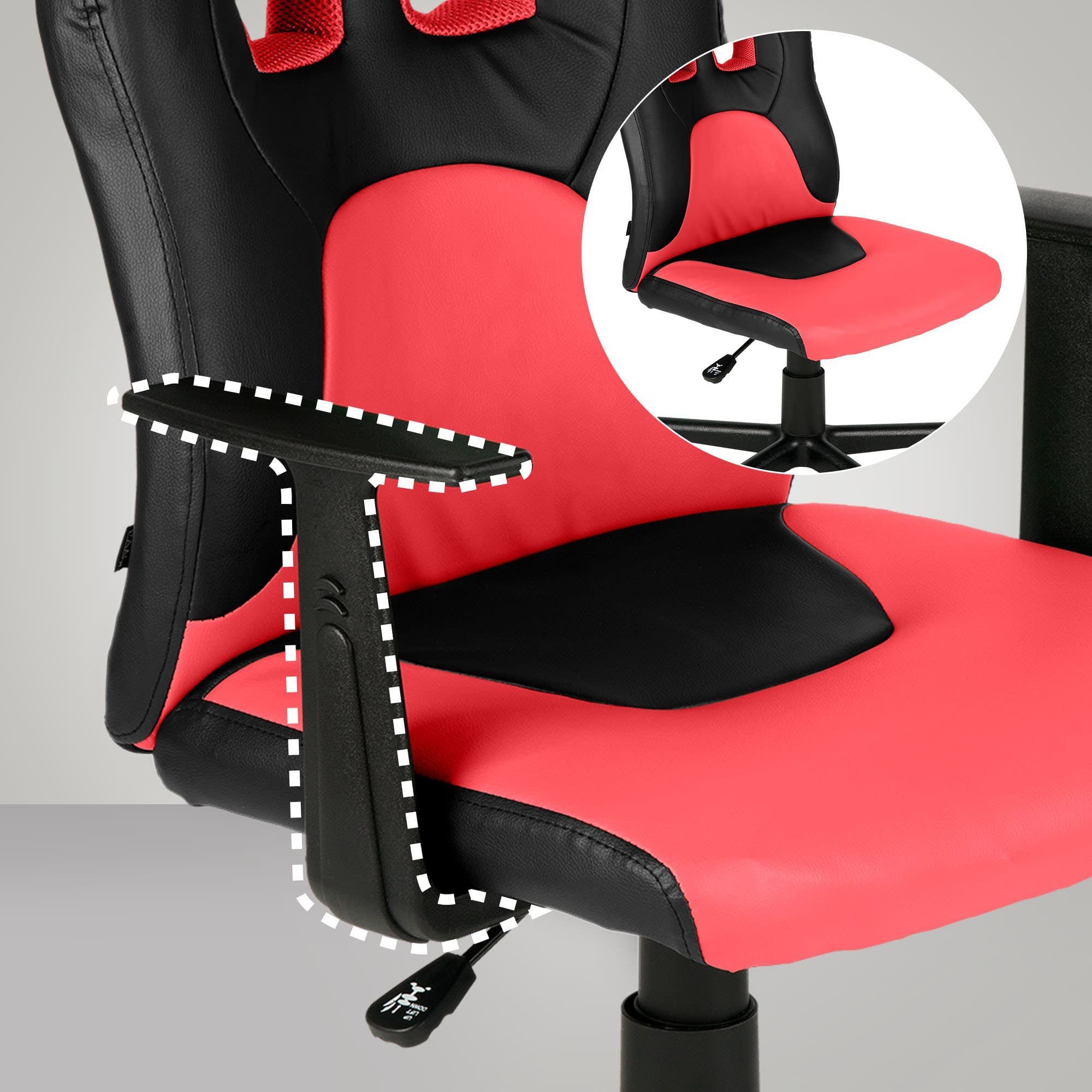 Gaming CLP Fun, Chair abnehmbaren mit Armlehnen Kinder-Bürostuhl, schwarz/rot