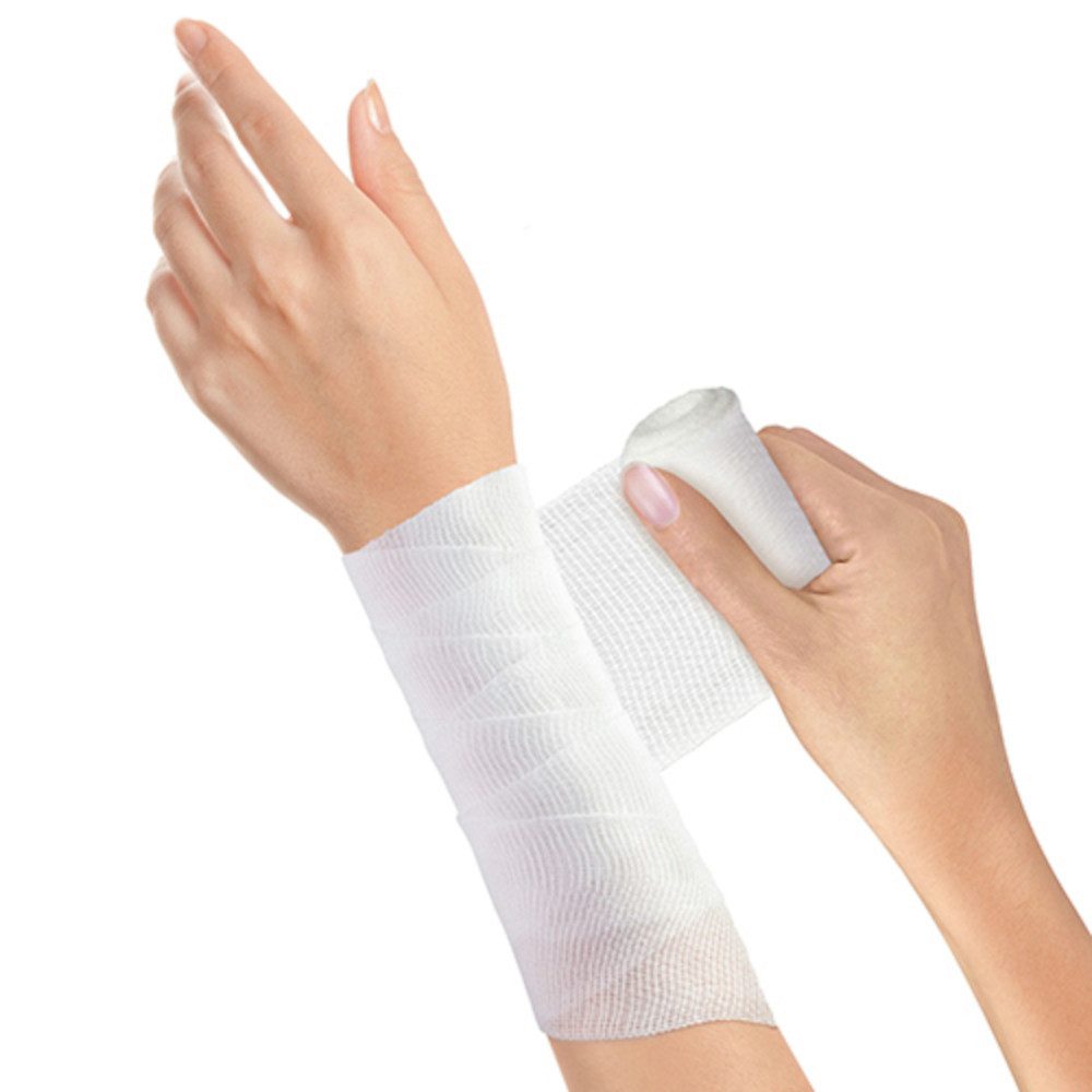 LifeMed Wundpflaster Elastische Mullbinde, 4 m x 6 cm, weiß