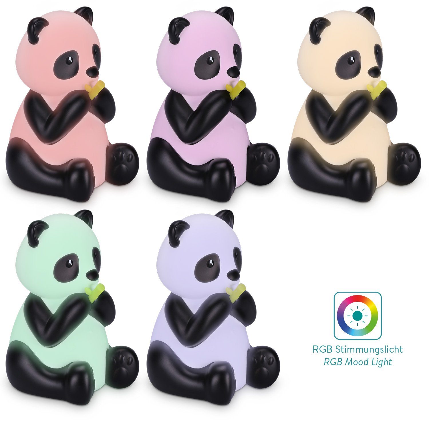 RGB - Navaris Nachtlicht Farbwechsel Panda Süße Design LED Nachtlampe Nachtleuchte
