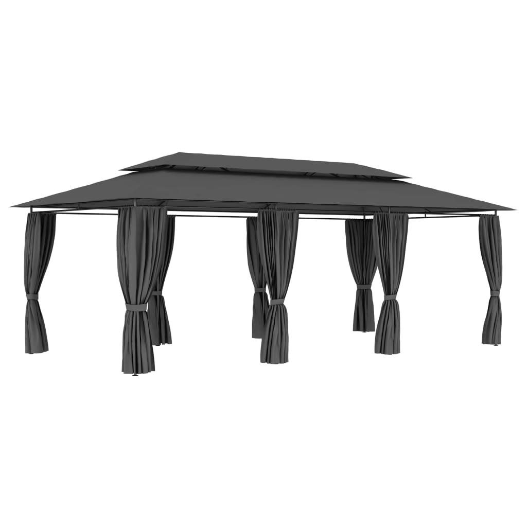 Partyzelt Pavillon mit Vorhängen 600x298x270 cm Anthrazit