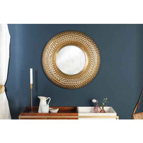 riess-ambiente Wandspiegel ORIENT 60cm gold, Schlafzimmer · Metall · rund · mit Rahmen · Deko · Hammerschlag Design