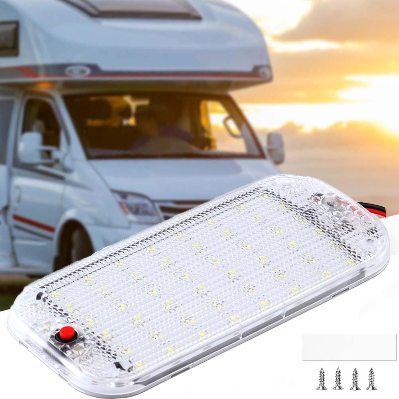 Jibenhome LED Nachtlicht LED Deckenleuchte 12V Wohnmobil LED Panel mit Schalter 96 LEDs Dimmbar, 1 St.-48 LEDs-Tageslicht 6500 K, LED fest integriert, Ultradünnes für RV Camping Auto LKW Wohnwagen Wohnmobil