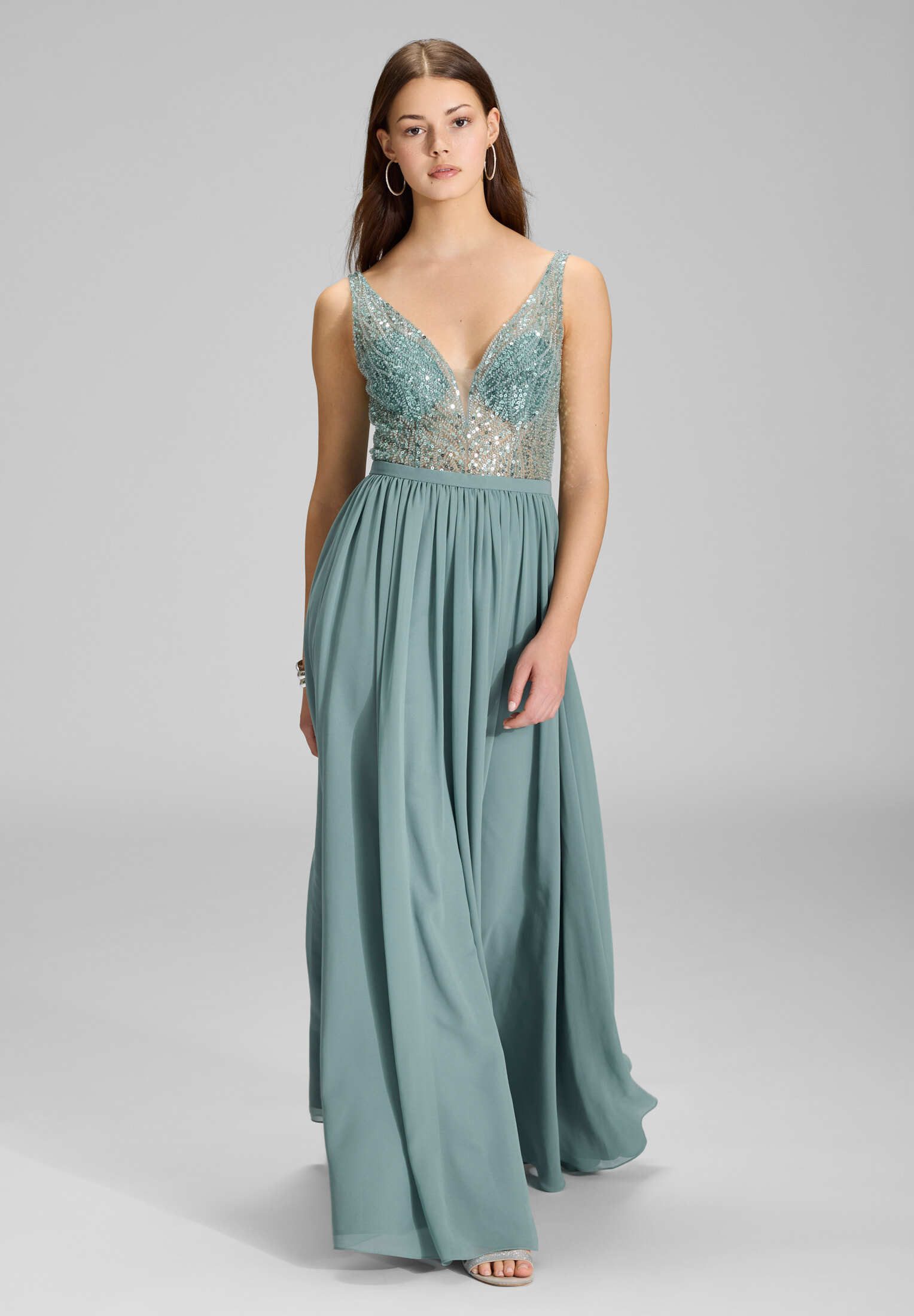 Hey Kyla Abendkleid - Abendkleid mit Chiffonrock und Stickerei Taillierter Schnitt mit fließendem Rockteil