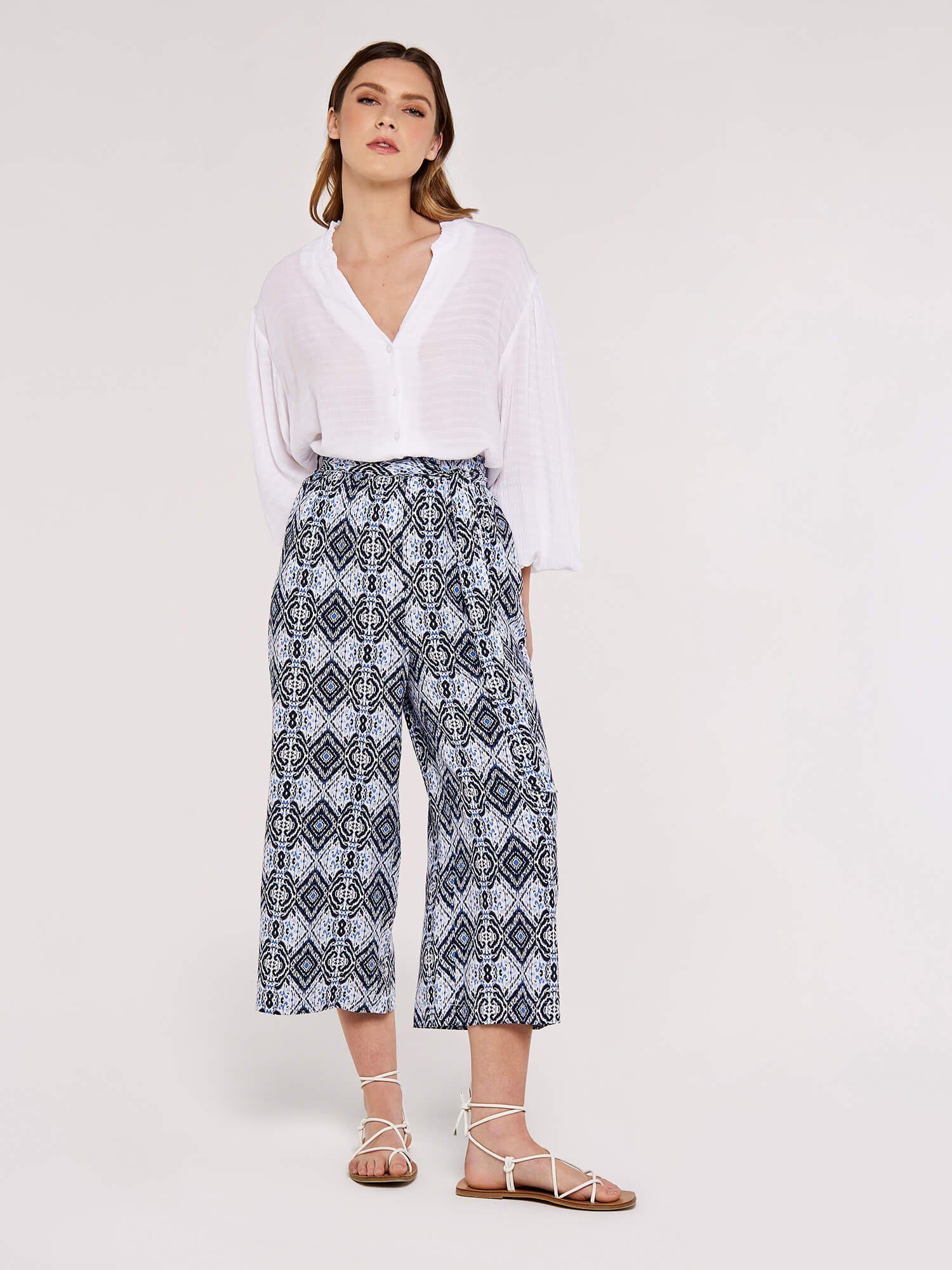Apricot Culotte mit Ikat Muster, leger