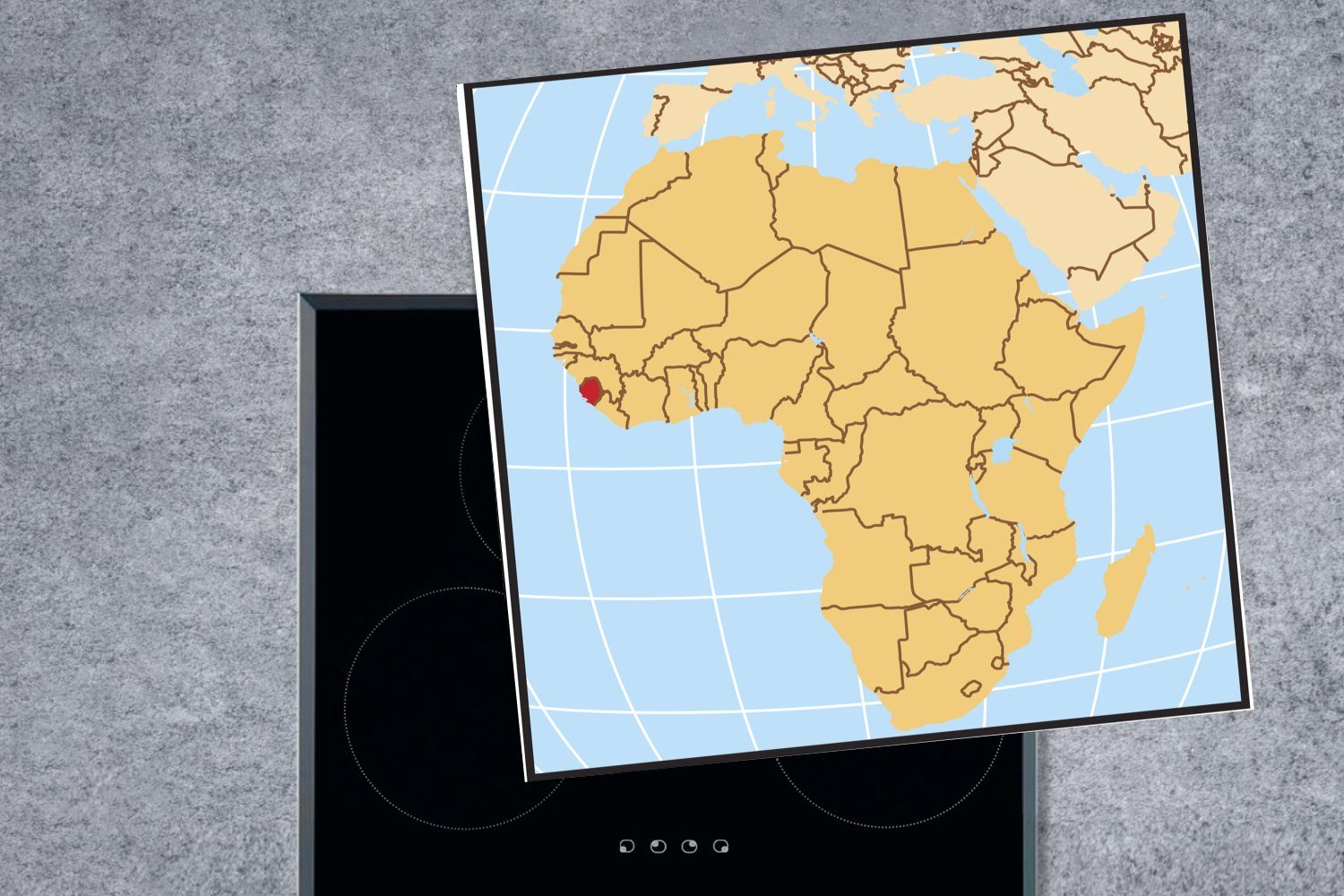 MuchoWow Herdblende-/Abdeckplatte Illustration einer für Sierra Leone Karte in 78x78 (1 Vinyl, tlg), Arbeitsplatte cm, küche Ceranfeldabdeckung, Afrika, von
