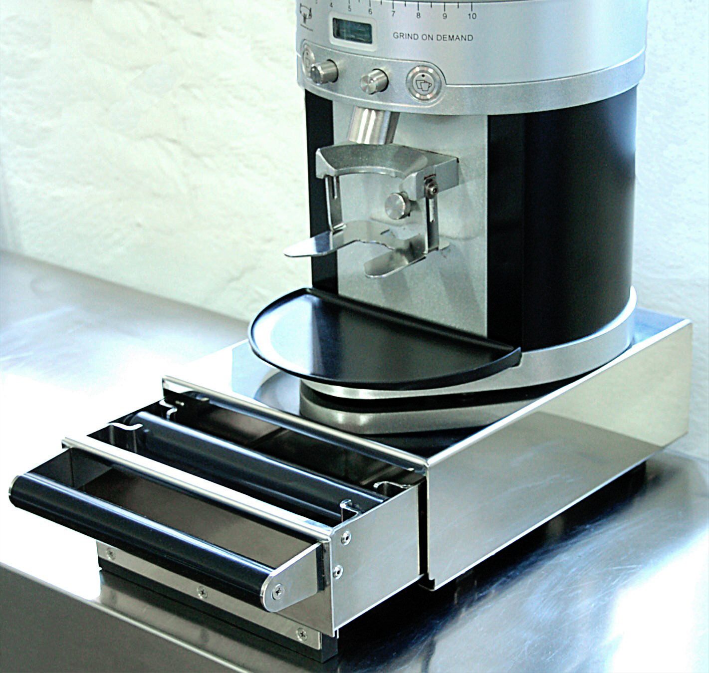 JOEFREX Kaffeemühle Sudschublade 23x30x11cm Edelstahl Abklopfbehälter für Siebträger