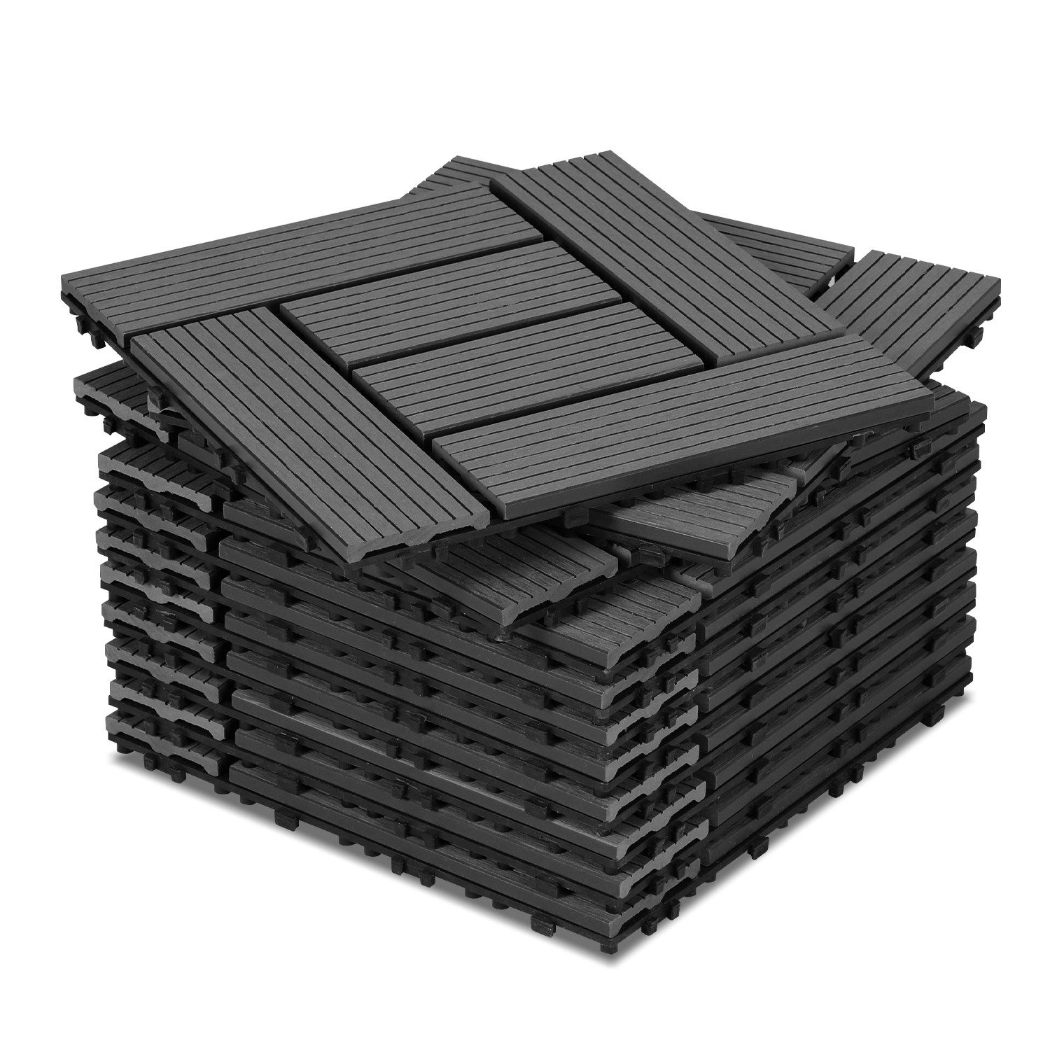 Clanmacy Holzfliesen WPC-Terrassenfliesen Klickfliesen 11x mit günstig online kaufen