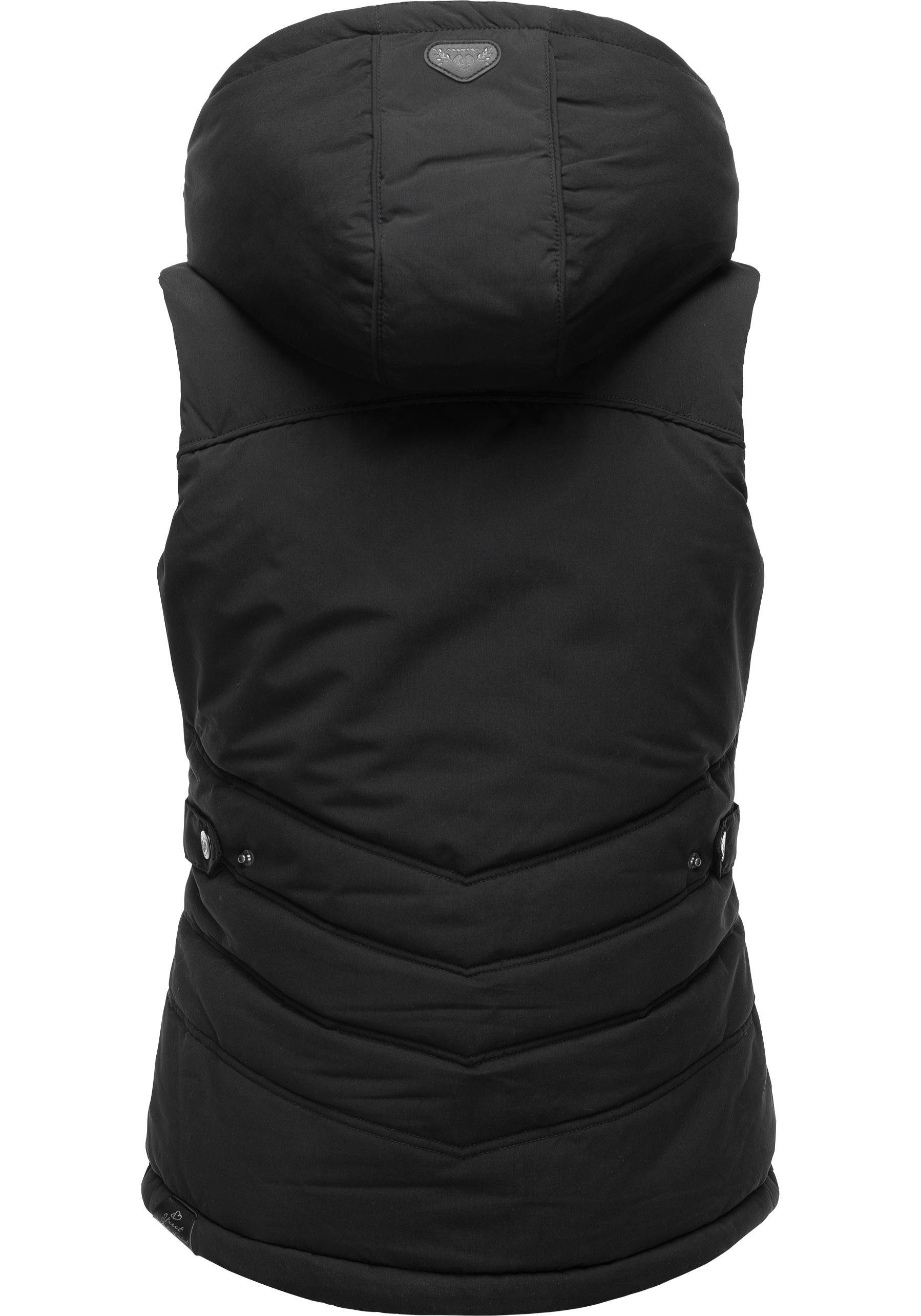 Ragwear Steppweste Hesty Wasserdichte Outdoor-Weste mit abnehmbarer Kapuze