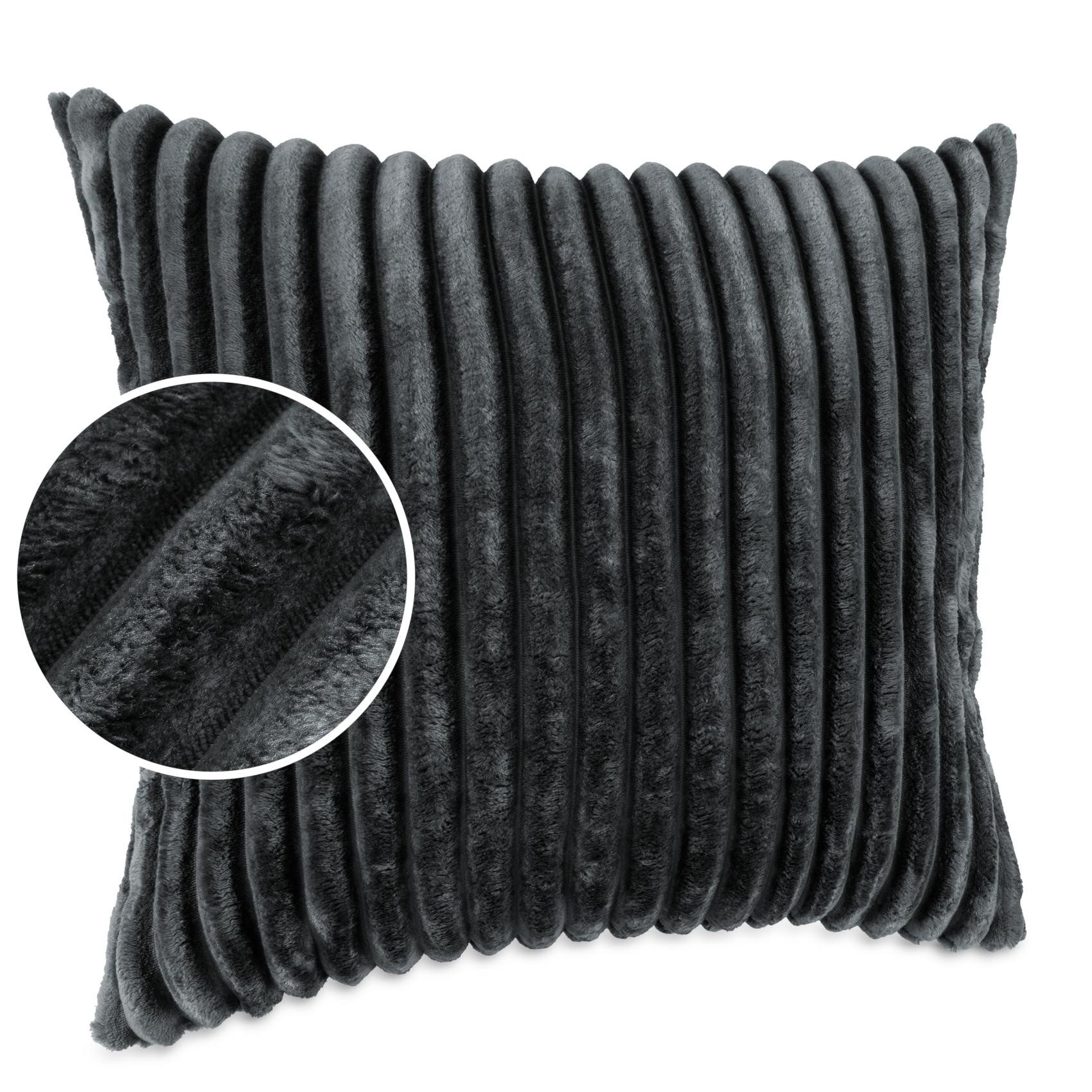 Kisska Dekokissen LILLI BIG CORD Velour Ambiente dekorieren, Kissenüberzug ohne Füllung BIG-Cord UNI 50x50cm Einfarbig Grau