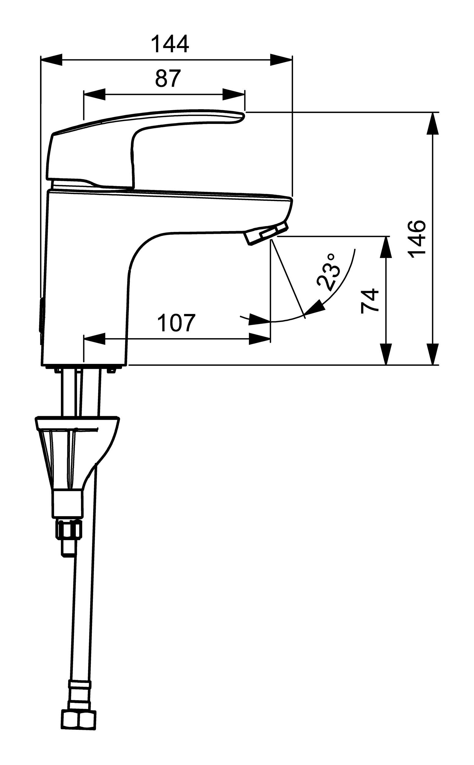 Hansapinto Einhand-Einlochbatterie mm 107 Waschtischarmatur ohne Ablaufgarnitur Ausladung HANSA