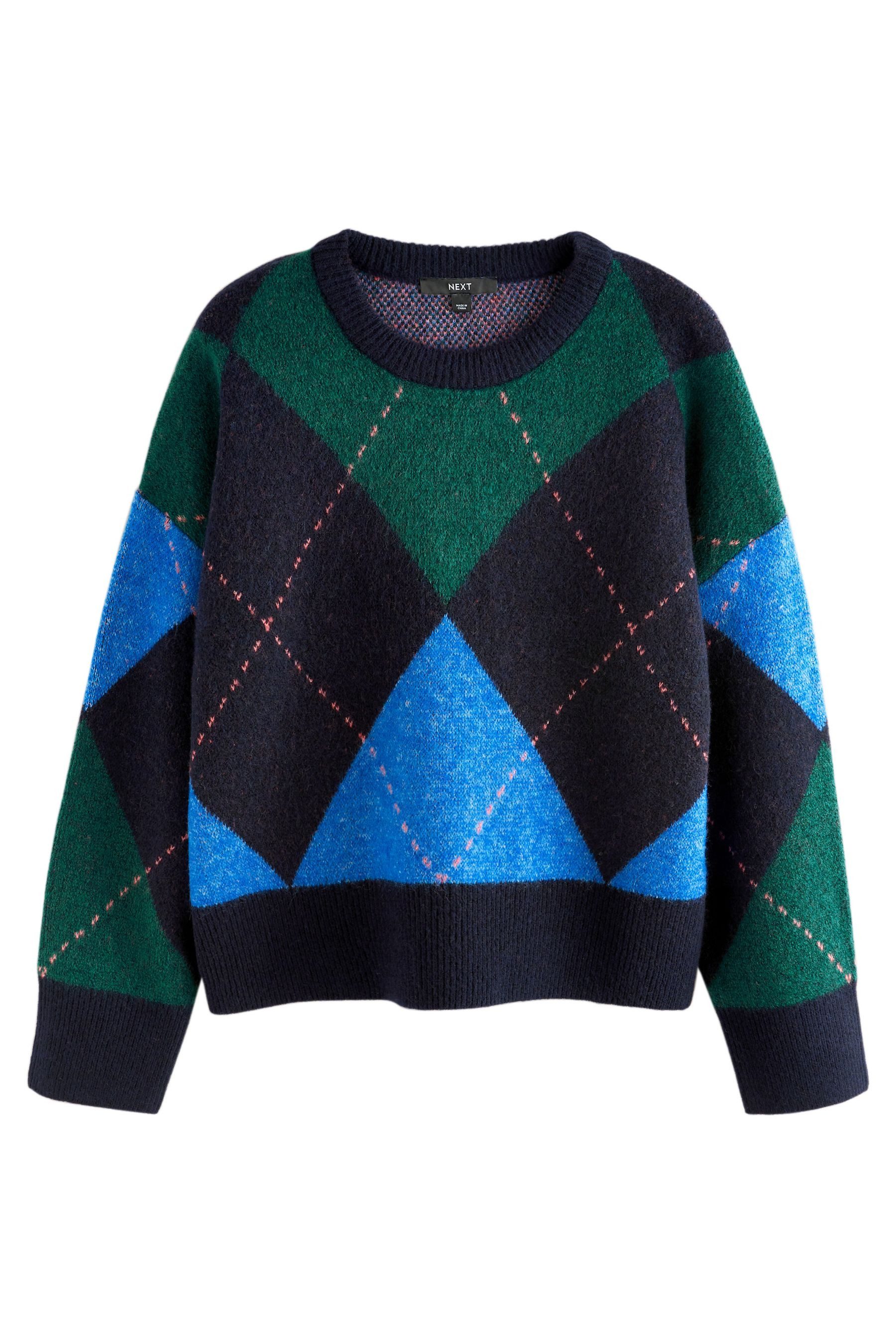 Next Rundhalspullover Gemusterter Strickpullover mit Rundhalsausschnitt günstig online kaufen