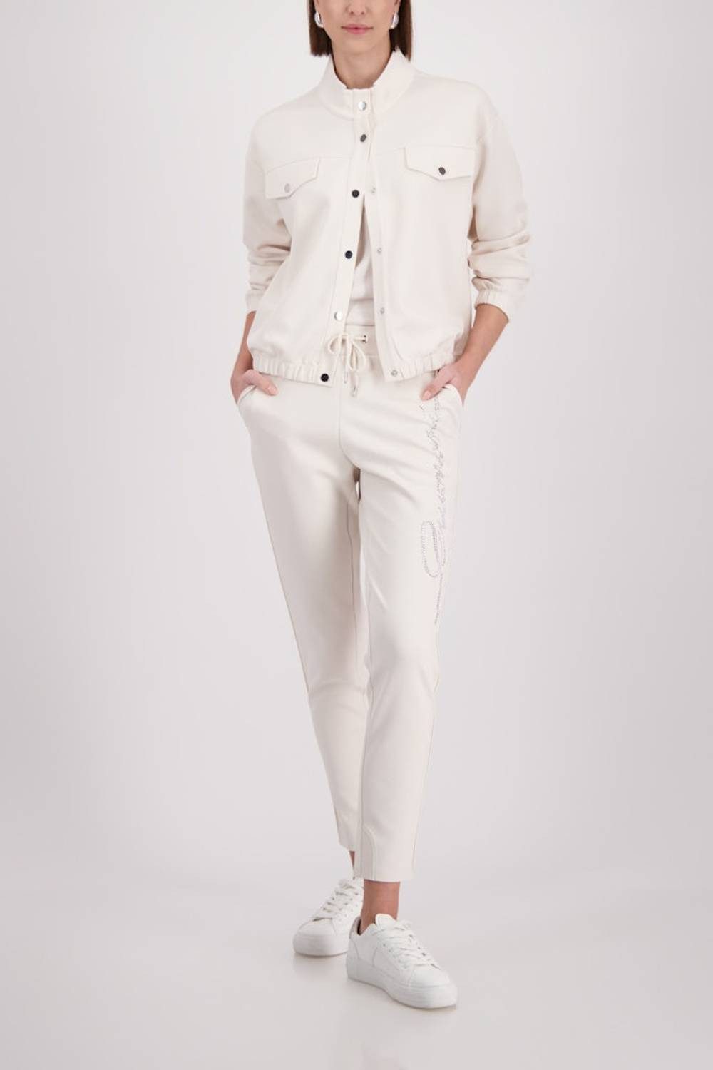 Monari Stoffhose Strasssteinbesatz für glamouröse Akzente