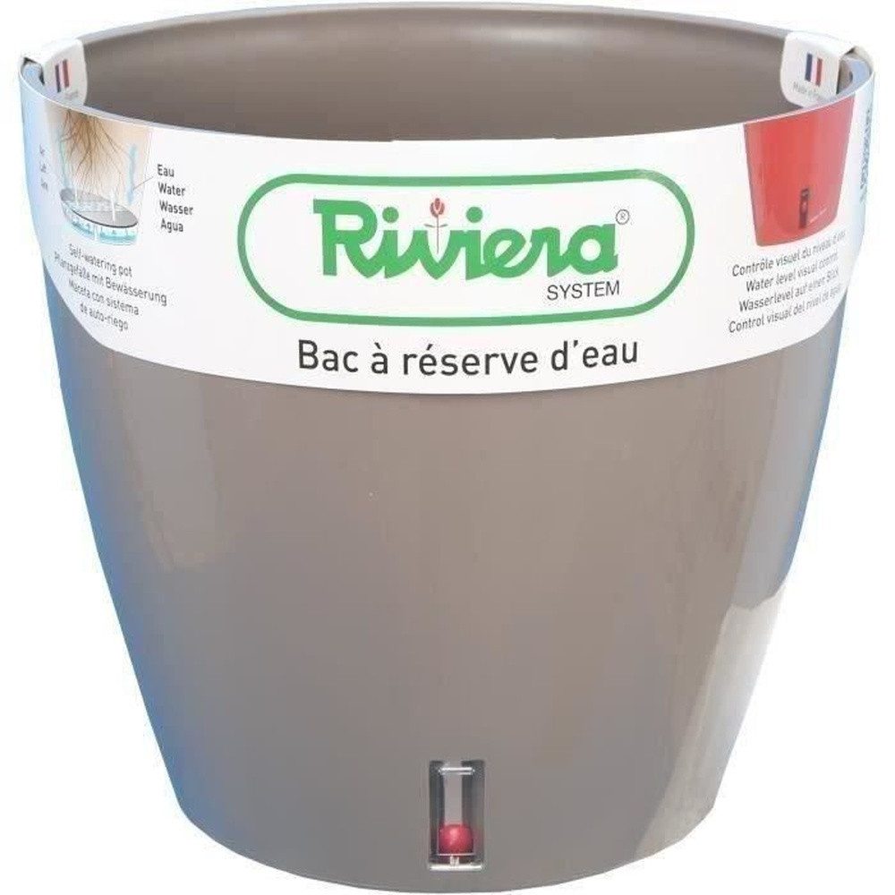 Riviera System Übertopf RIVIERA Wasserauffangschale – Rund – Ø 36 x H 33 cm – Taupe