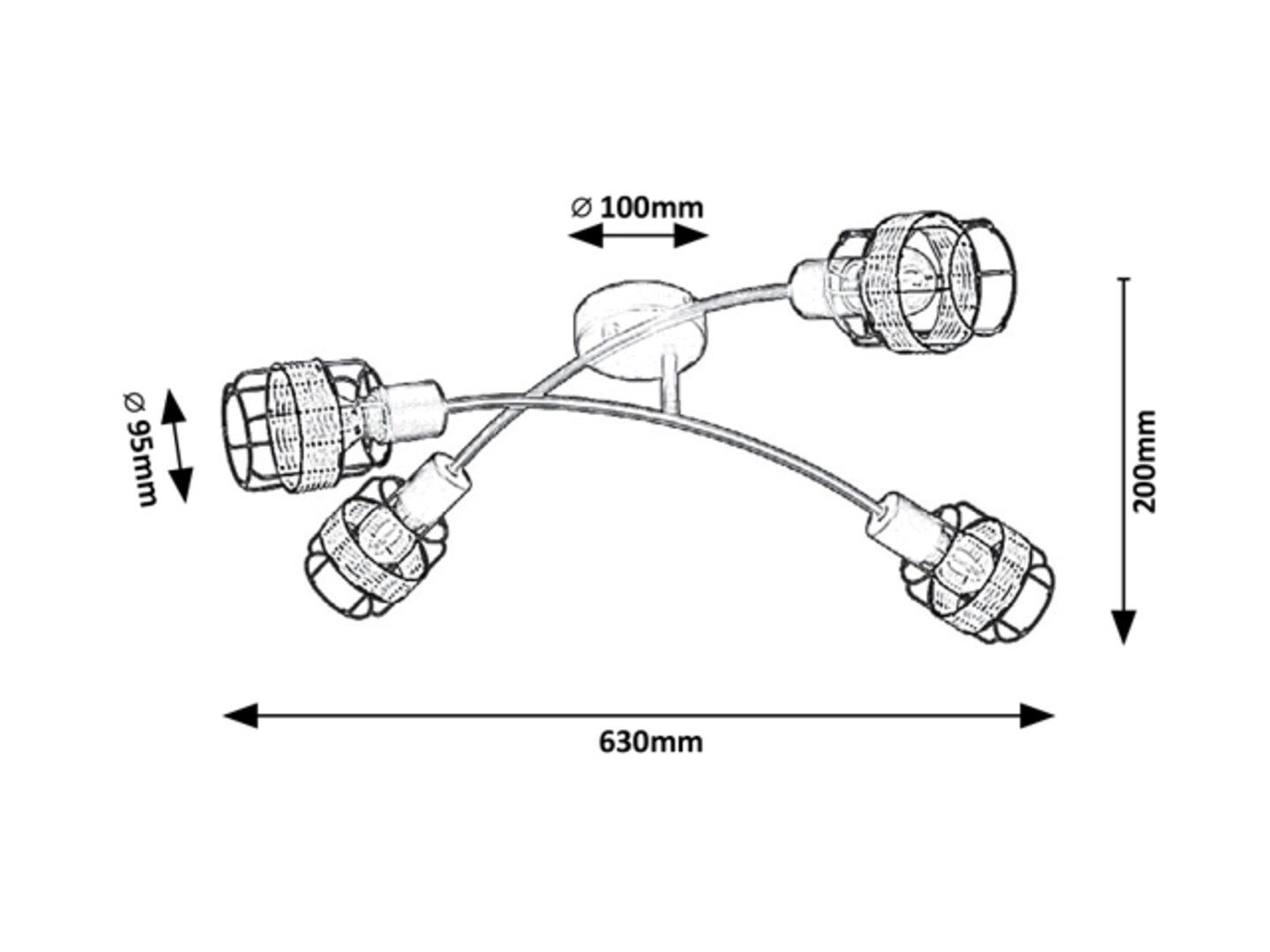 Rabalux LED Deckenspots "Indiana" 4-flammig, Metall, schwarz, rund, E14, ø95mm