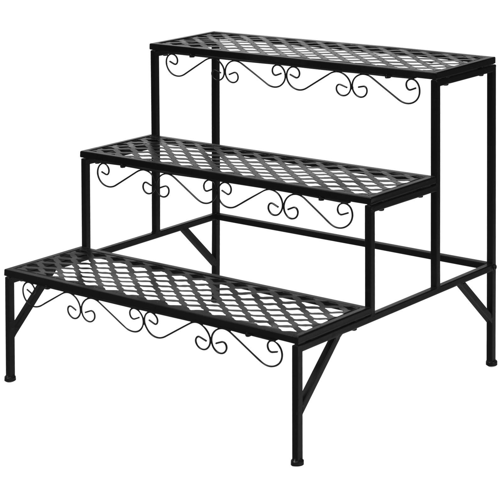 KOMFOTTEU Blumenständer Pflanzenständer, 3 Ebenen Metall, 70 x 60 x 60,5cm