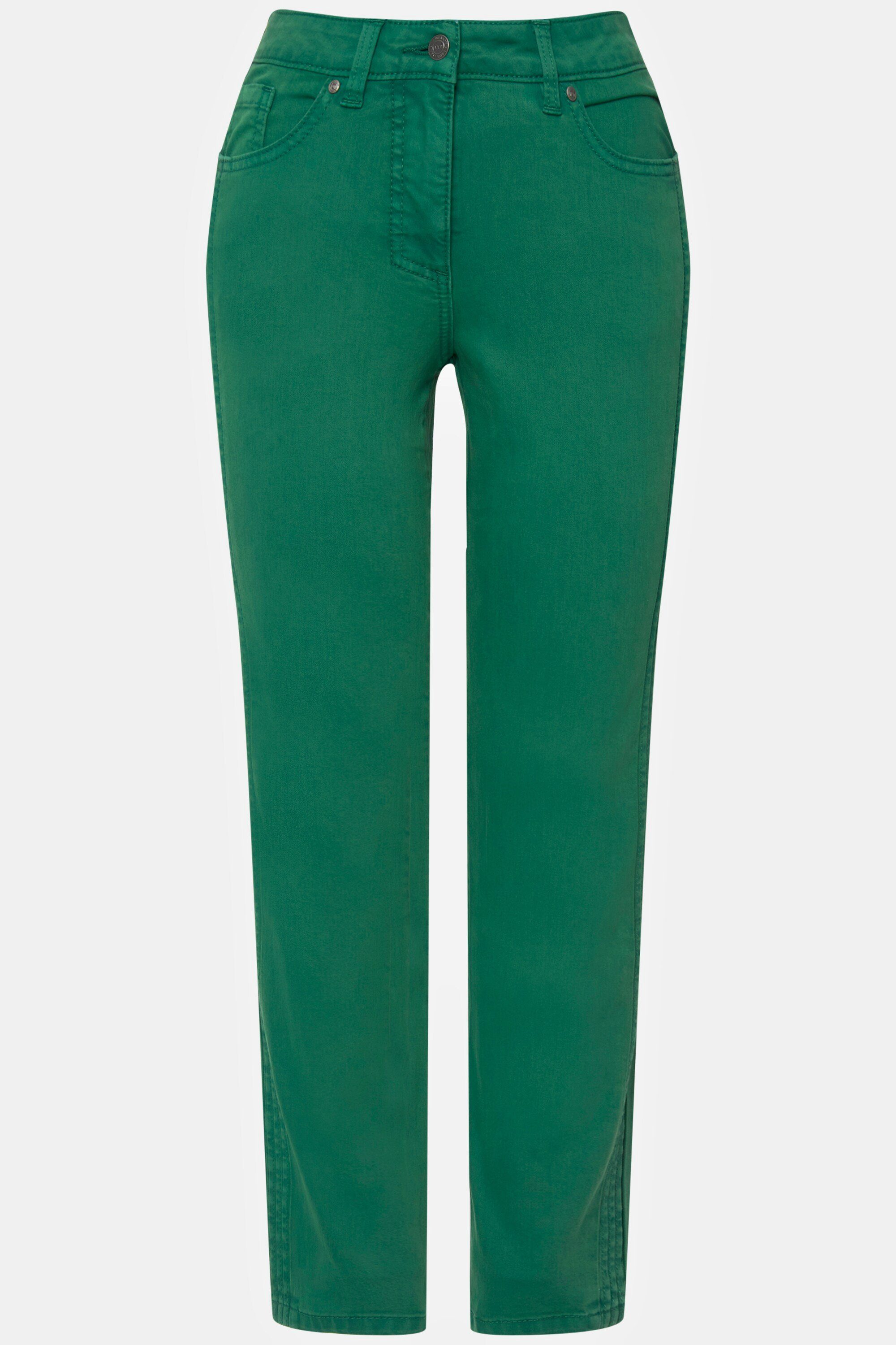 Laurasøn Passform grün Zierfalten Jeans seitliche Tina 5-Pocket-Jeans gerade
