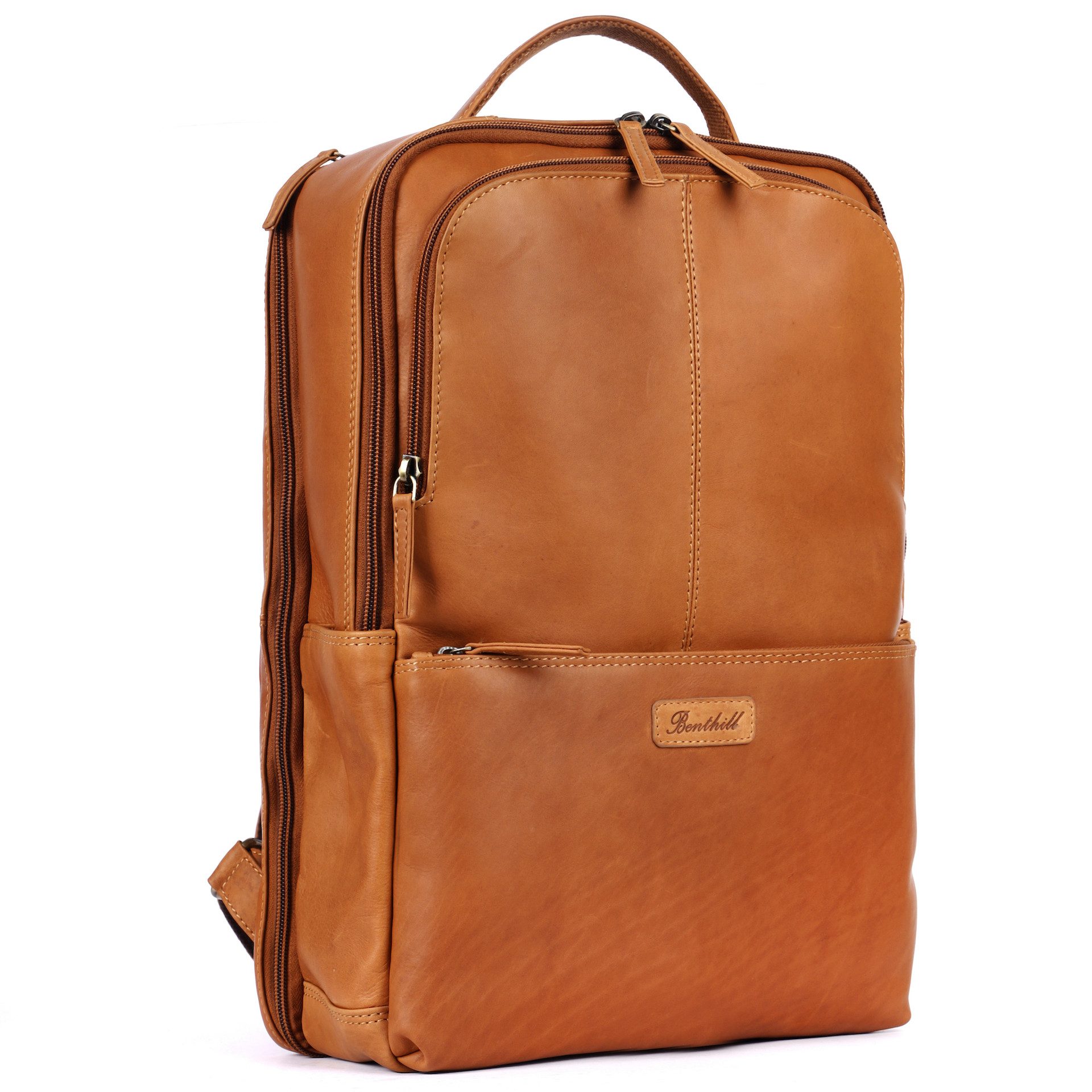 Benthill Rucksack Rucksack Echt Leder Damen Herren Lederrucksack Daypack Backpack, Reißverschlussfach