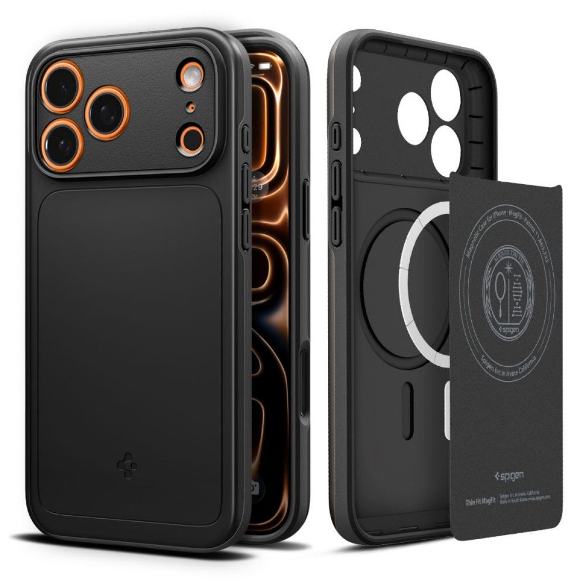 Spigen Handyhülle Thin Fit mit Magnetfunktion Kompatibel mit iPhone 17 Pro Max Schwarz 6,9, Ultradünn mit integrierter Magnetfunktion für minimalistischen Schutz