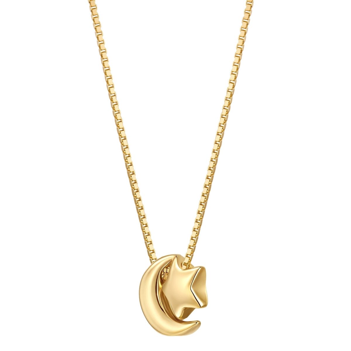 Glanzstücke München Silberkette Mond/Stern gelbgold