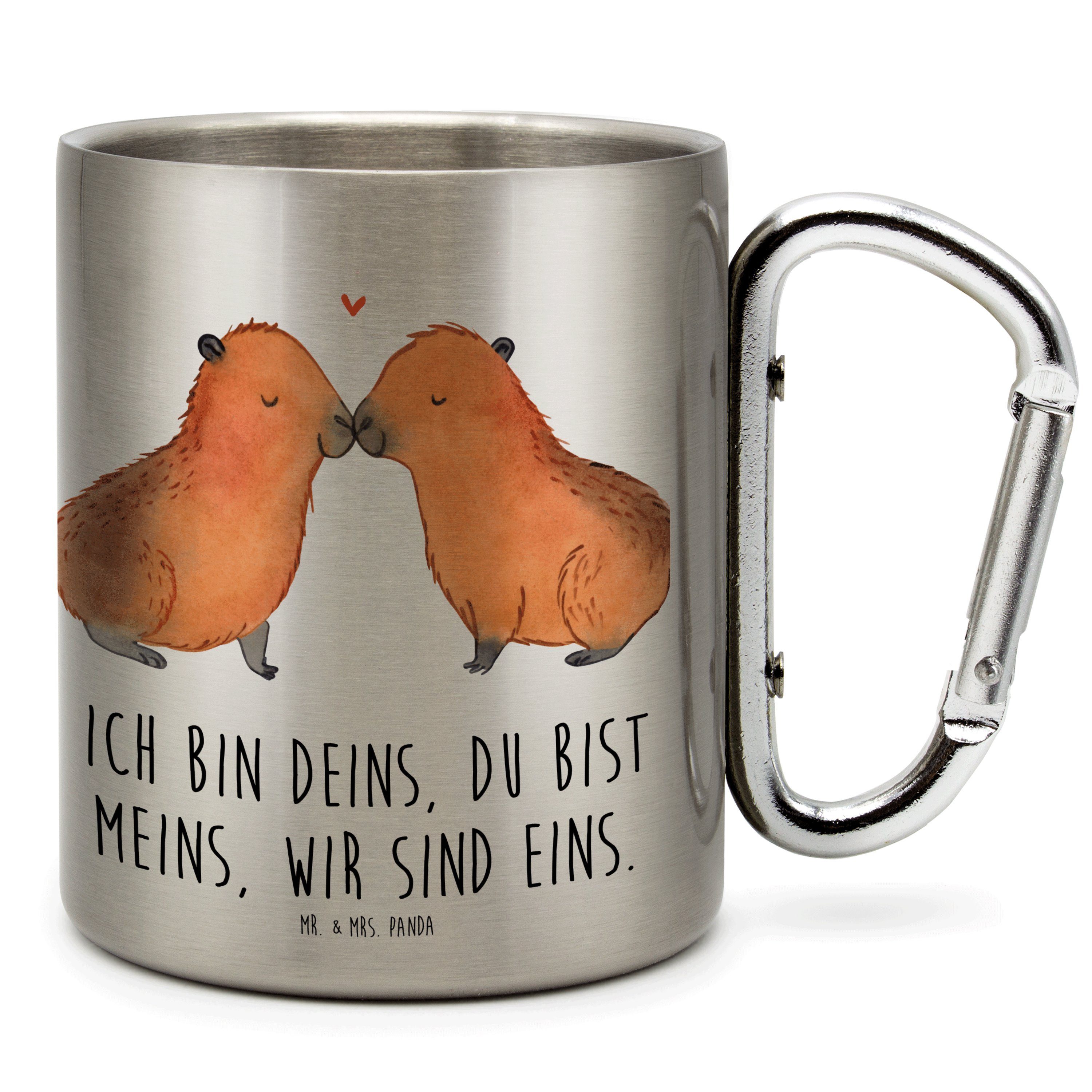 Mr. & Mrs. Panda Tasse Capybara Liebe - Transparent - Geschenk, lustige Sprüche, Becher, Tie, Edelstahl