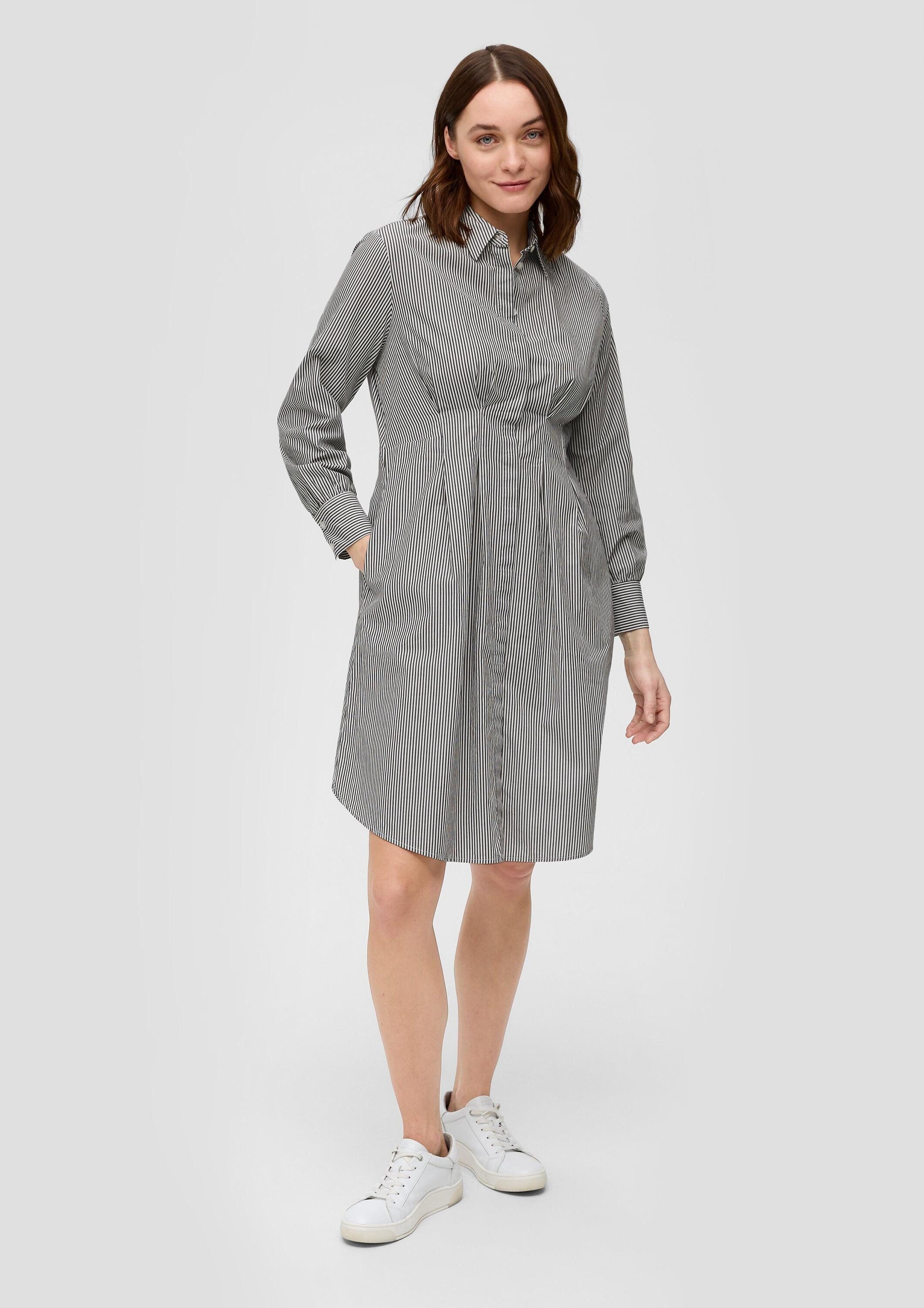 s.Oliver Minikleid Kleid Gestreiftes Hemdblusenkleid aus Popeline