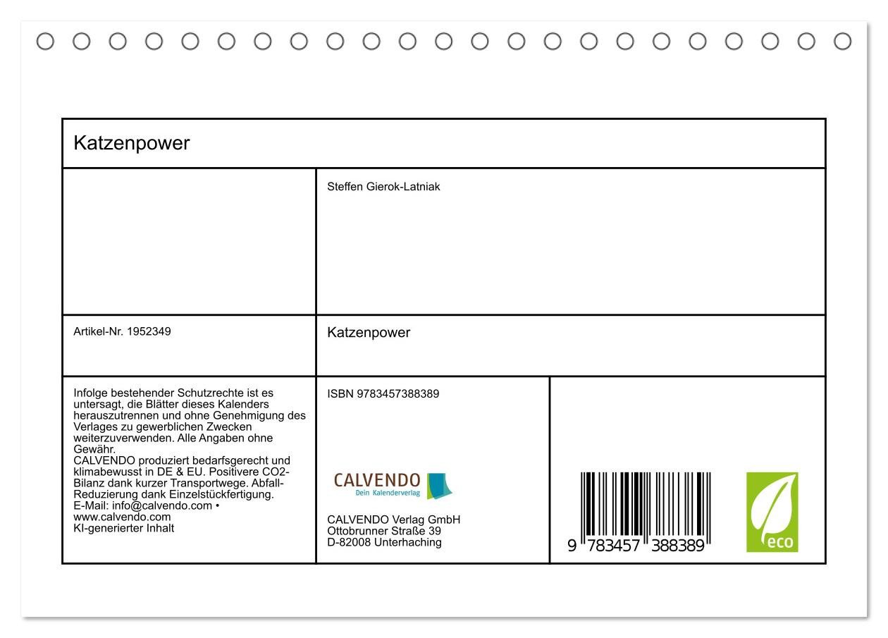 Thumbnail - CALVENDO Wandkalender Katzenpower (Tischkalender 2026 DIN A5 quer), CALVENDO Monatskalender