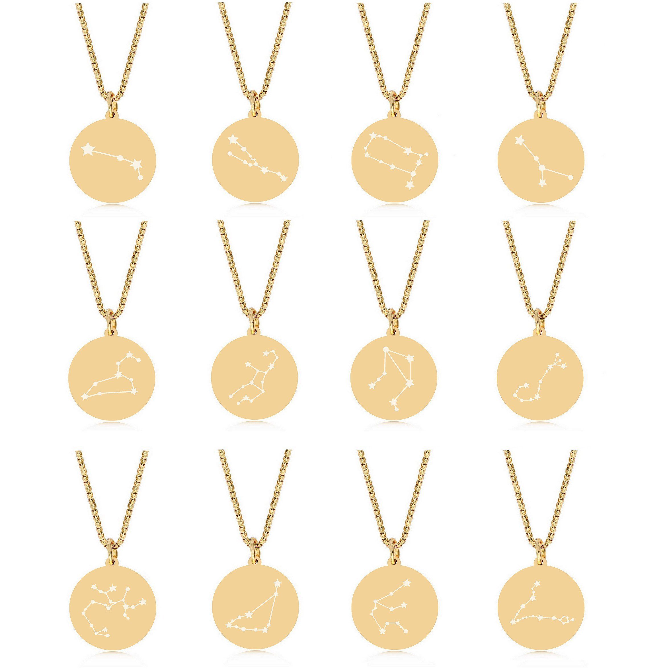 Timando Kette mit Anhänger Sternbild Kette mit Sternzeichen in gold-farben, Halskette Horoskop, Geschenk zum Geburtstag