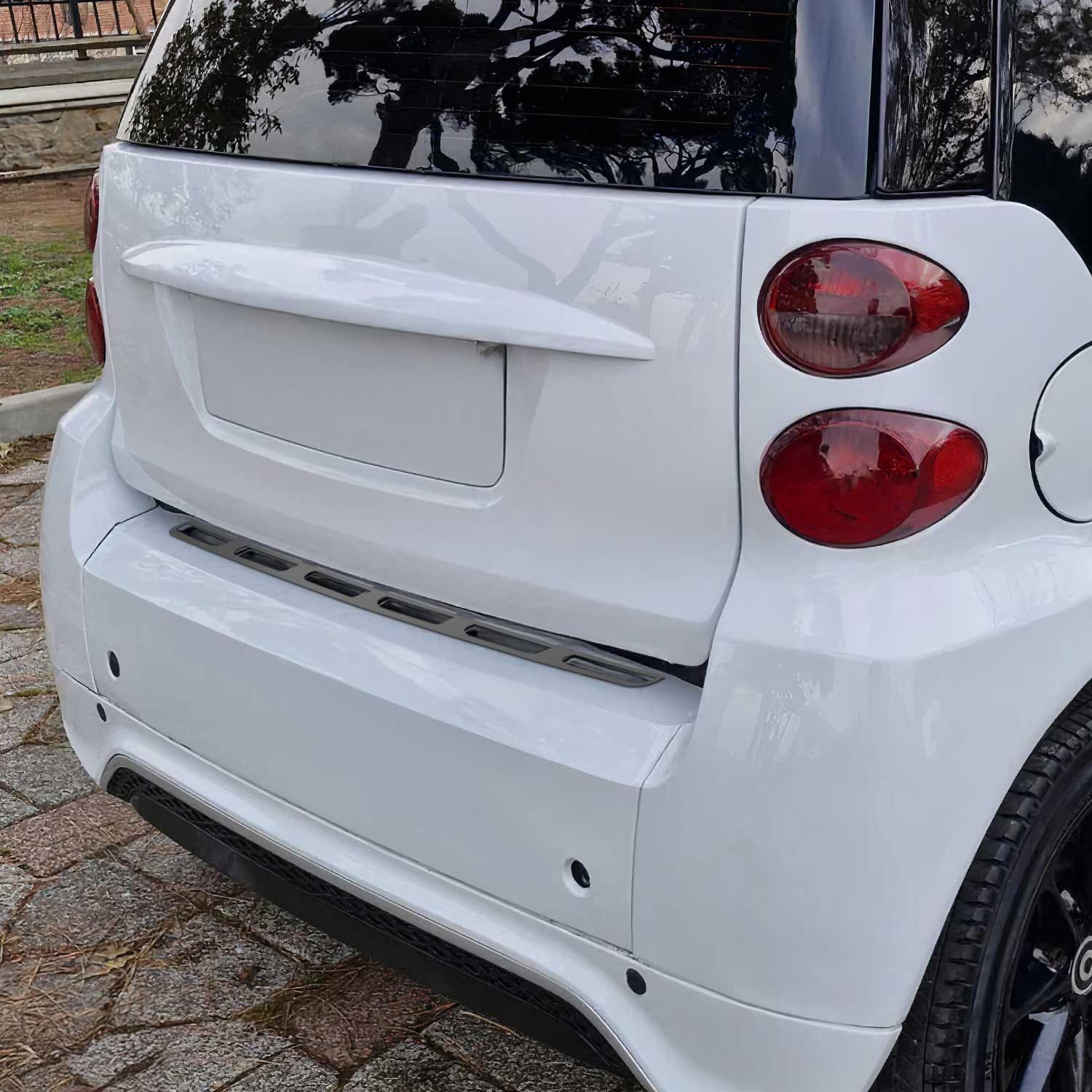 OMAC Ladekantenschutz für Smart ForTwo 451 2007-2015 Chrom Dunkel, Zubehör für Smart ForTwo 451 2007-2015, Langlebig,Einfache Reinigung,Einfache Installation,Rostbeständig