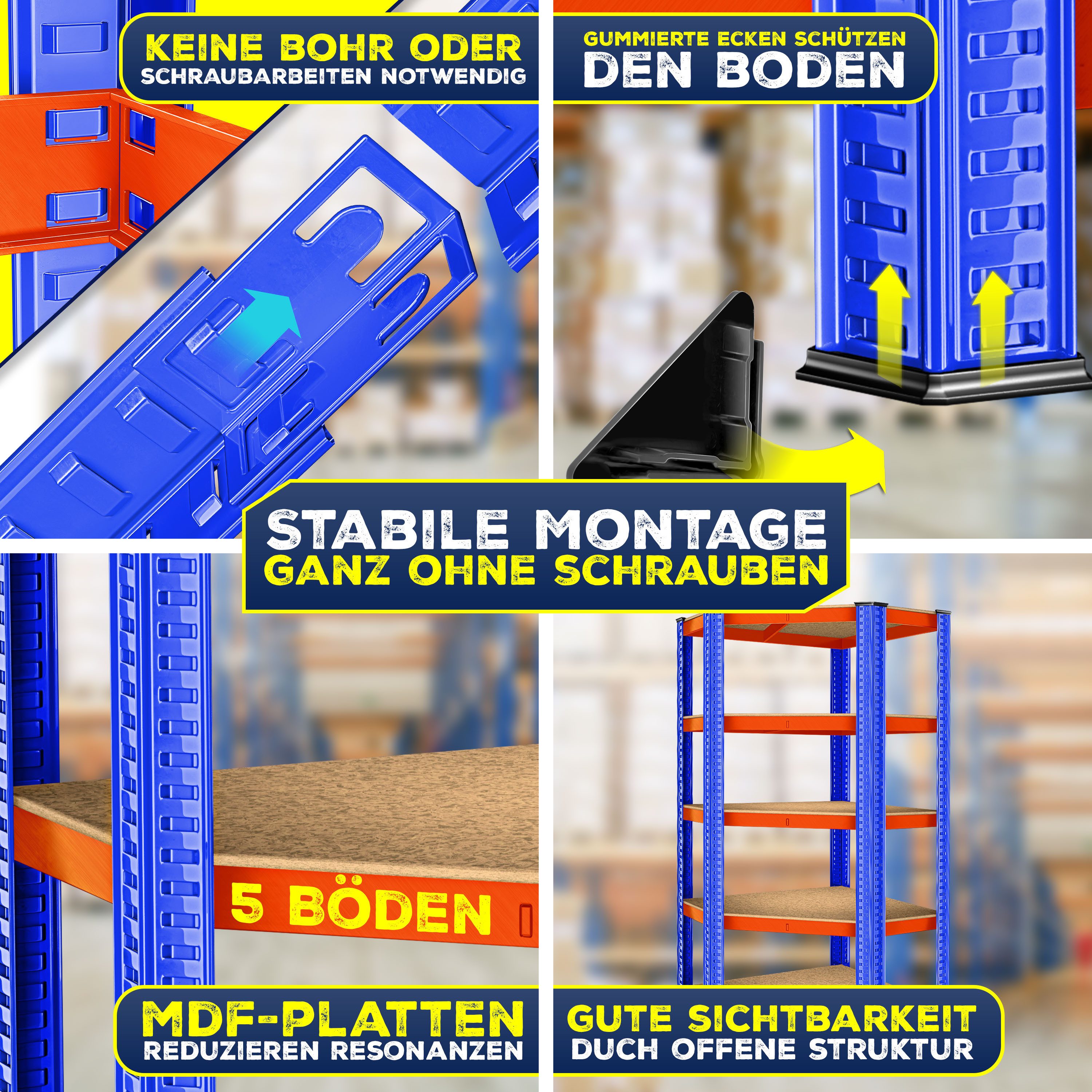 MASKO Schwerlastregal, Eckregal Lagerregal Schwerlastregal, Kellerregal, 180x75x40cm