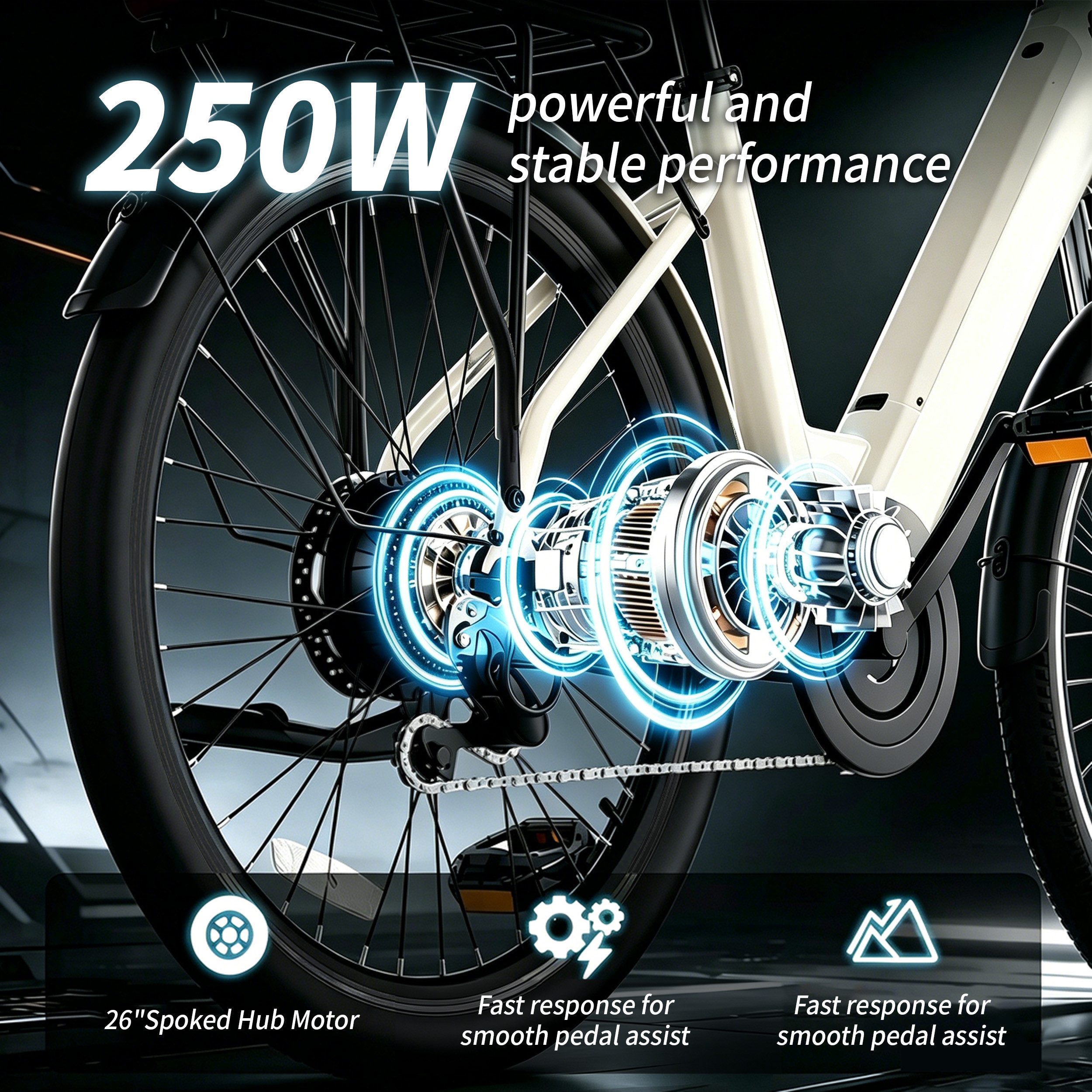 Vankel E-Bike Cityrad e bike für herren 26 zoll 18.2AH 36V 655WH damen 120km Elektrofahrrad, Kettenschaltung, Heckmotor, 655 Wh, (Beleuchtungsset mit Batterieladegerät, Batterieschlüssel, Werkzeug), Komfortables Stadtrad mit Scheibenbremsen & 26" Bereifung für Pendler