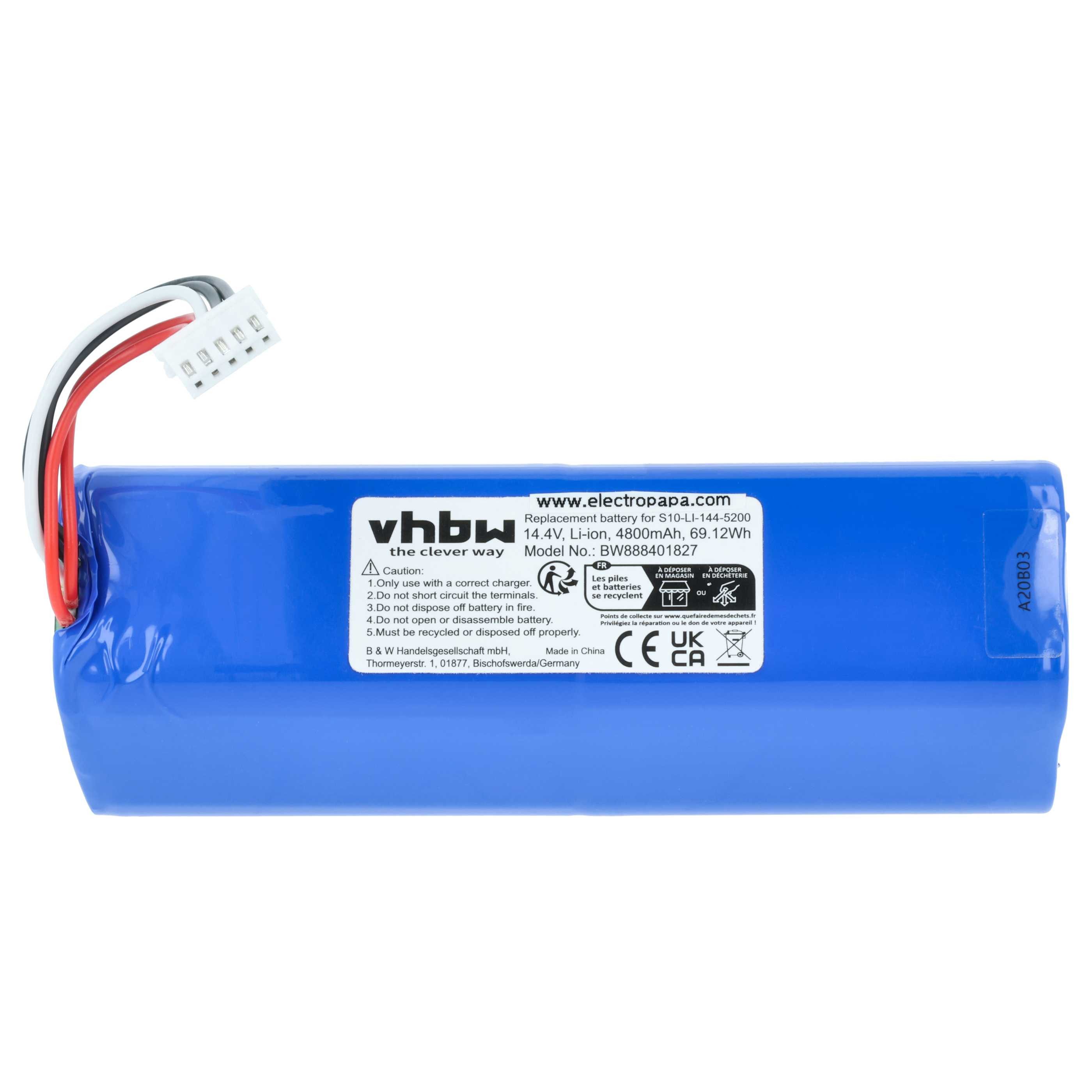 vhbw Akku passend für Ecovacs Deebot Ozmo T8 Aivi Max Power, X1 Omni, X1, Staubsauger-Akku Akku Li-Ion 4800 mAh (14,4 V, 1 St), Leistungsfähiger Austausch-Akku für Ihren Saugroboter