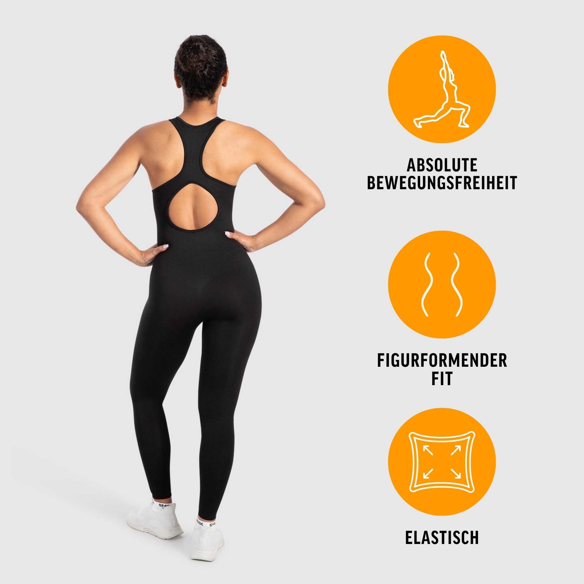 Smilodox Jumpsuit Elsie, Seamless Einteiler, Racerback, Ganzkörperanzug figurformend Sportanzug geripptes Material, Overall atmungsaktiv, Workout Yoga