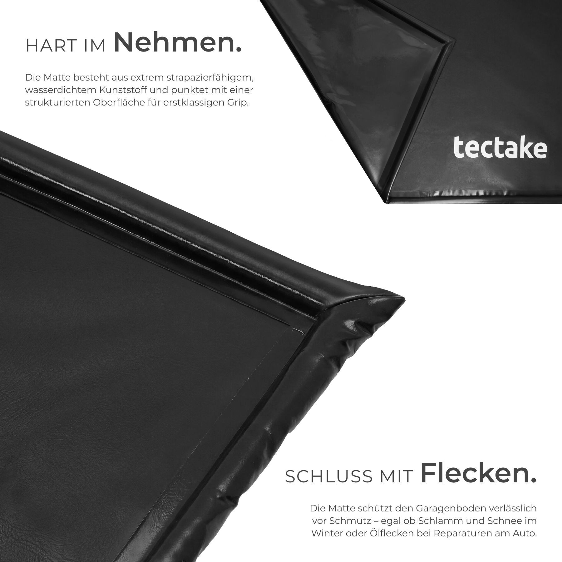 tectake Bodenschutzmatte Garagenbodenmatte mit Klettpads und Alkoholtüchern, 2,4 x 5,5 m, Gummibodenmatte, in schwarz, rutschfest und wasserdicht, erhöhter Rand – Bild 3 von 5