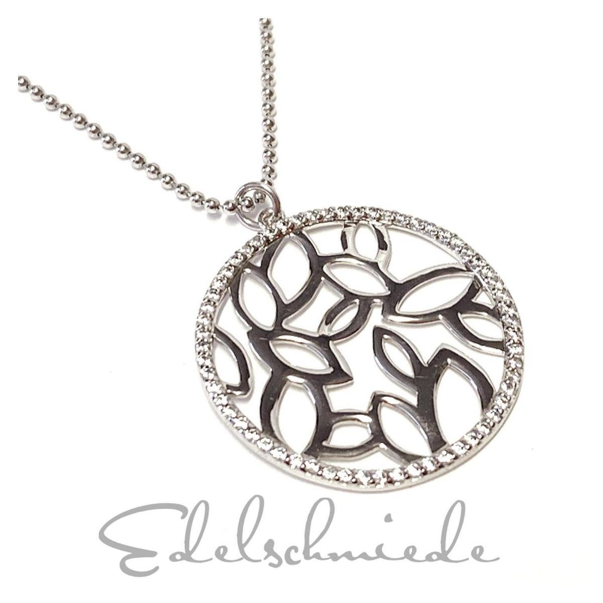 Edelschmiede925 Kettenanhänger Anhänger Silber 925 rhod. mit Zirkonia inkl Kette 45cm