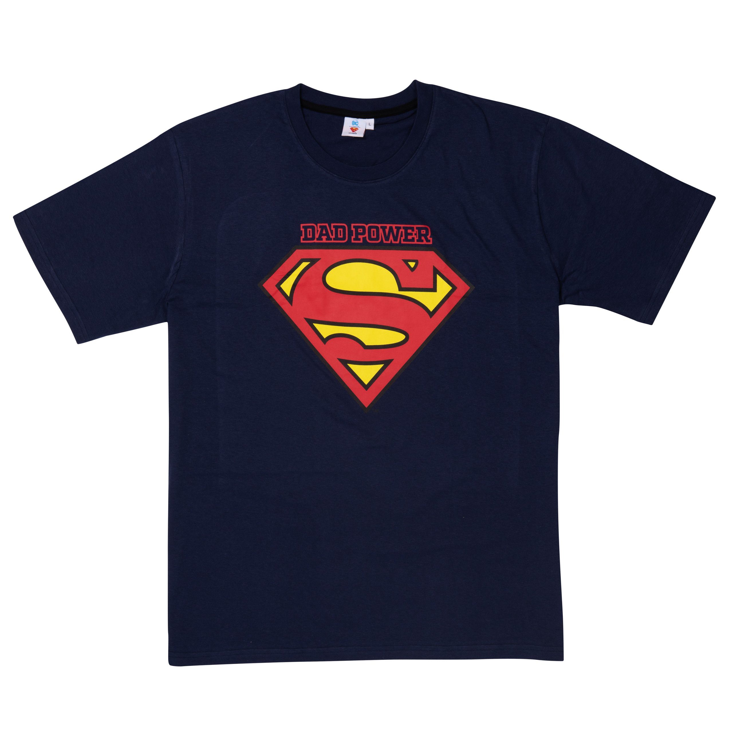 United Labels® T-Shirt Dad Power T-Shirt für Herren - Superman Logo Shirt Oberteil Blau