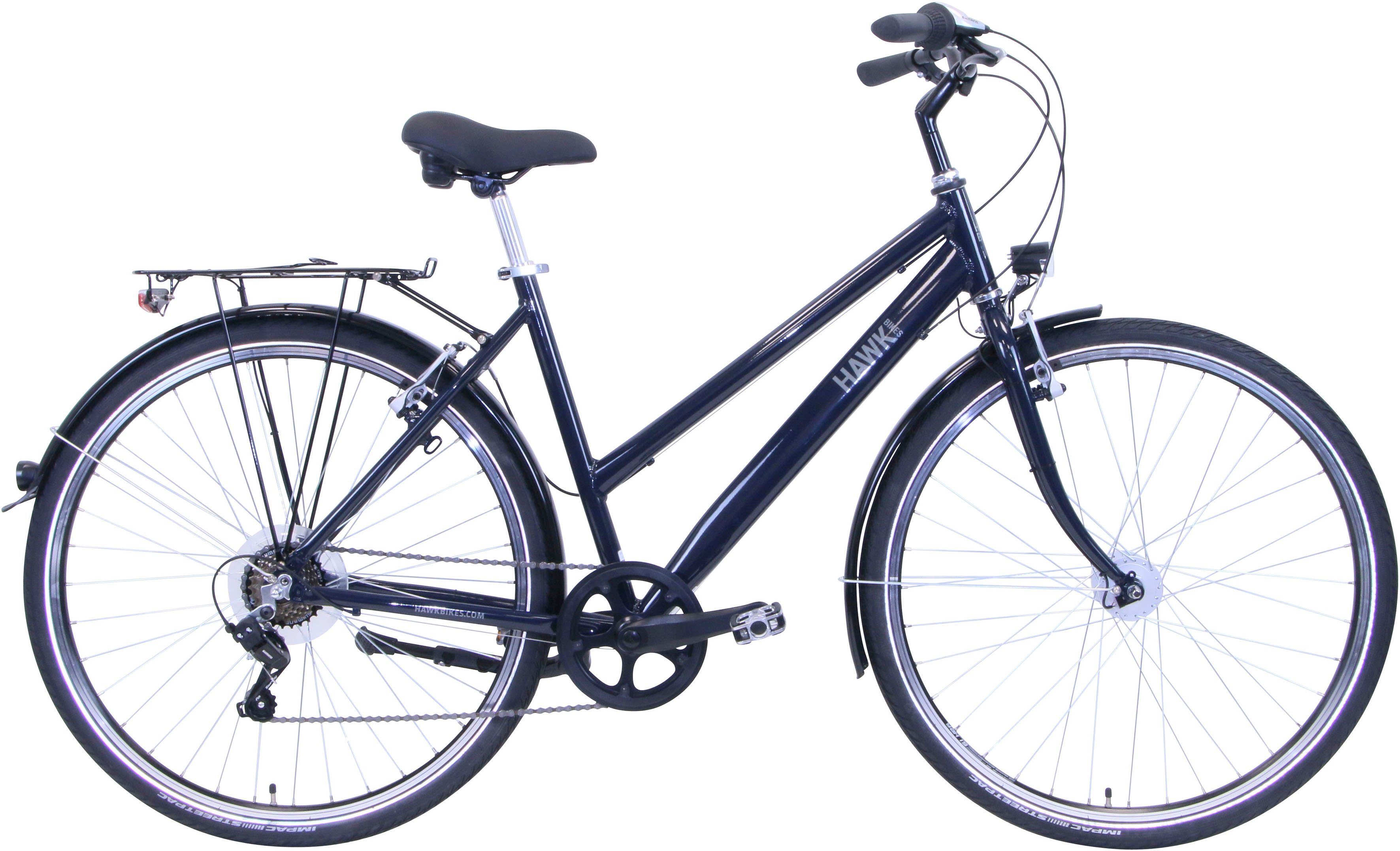 HAWK Bikes Cityrad CITYTREK EASY BLUE LADY, 7 Gang Shimano Tourney Schaltwerk, Kettenschaltung, für Damen und Herren, Kettenschaltung