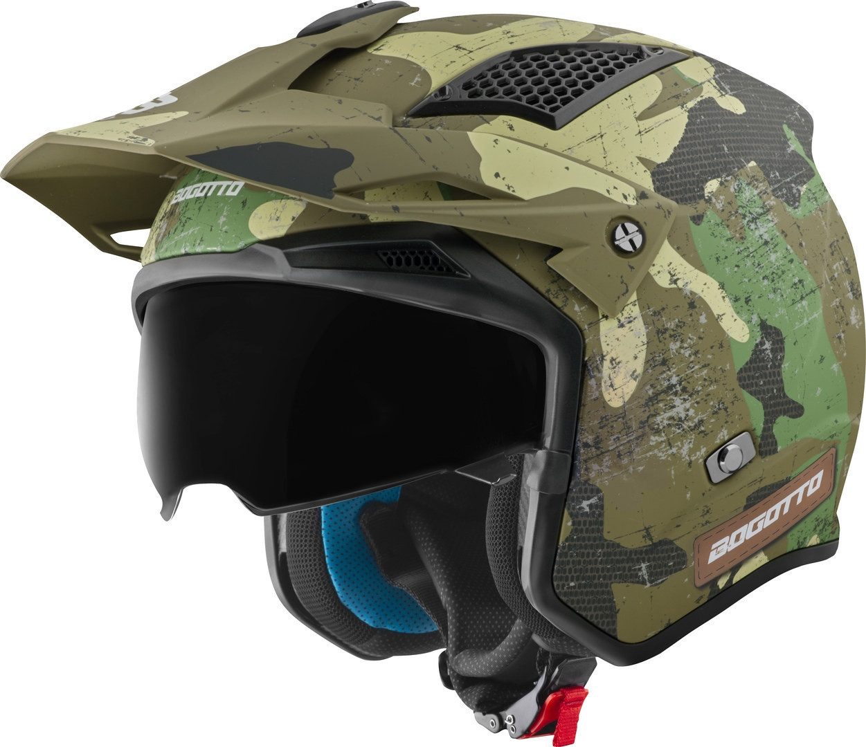 Bogotto Motorradhelm Radic Camo 22.06 Helm, Herausnehmbares Innenfutter,integriertes Sonnenvisier – Bild 4 von 5