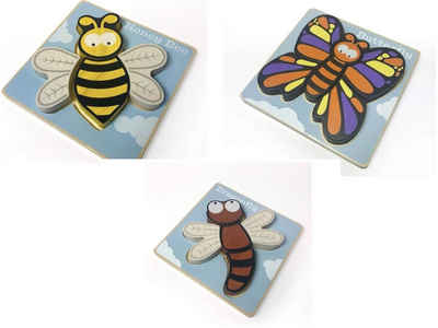LK Trend & Style Puzzle Holz Lege-Puzzle heimische Tiere Schmetterling, Biene Libelle, 5 Puzzleteile, schöne große Einzelteile